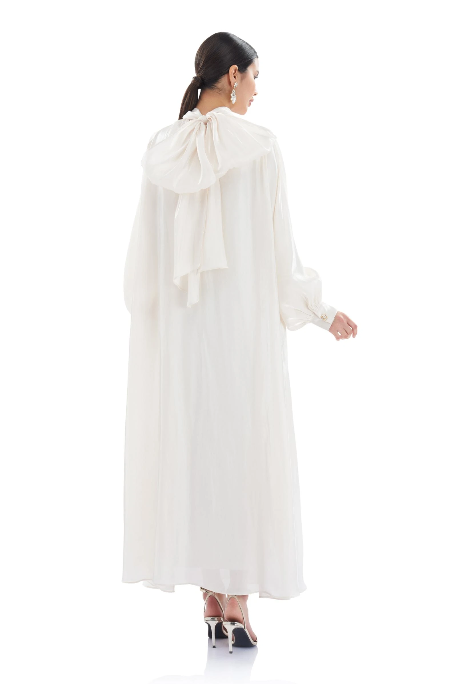 Gül Detaylı Uzun Elbise