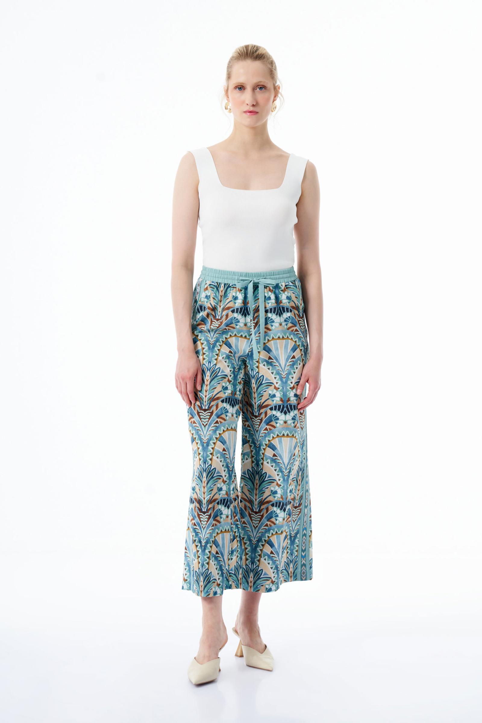 Etnik Desenli Kadın Pantolon