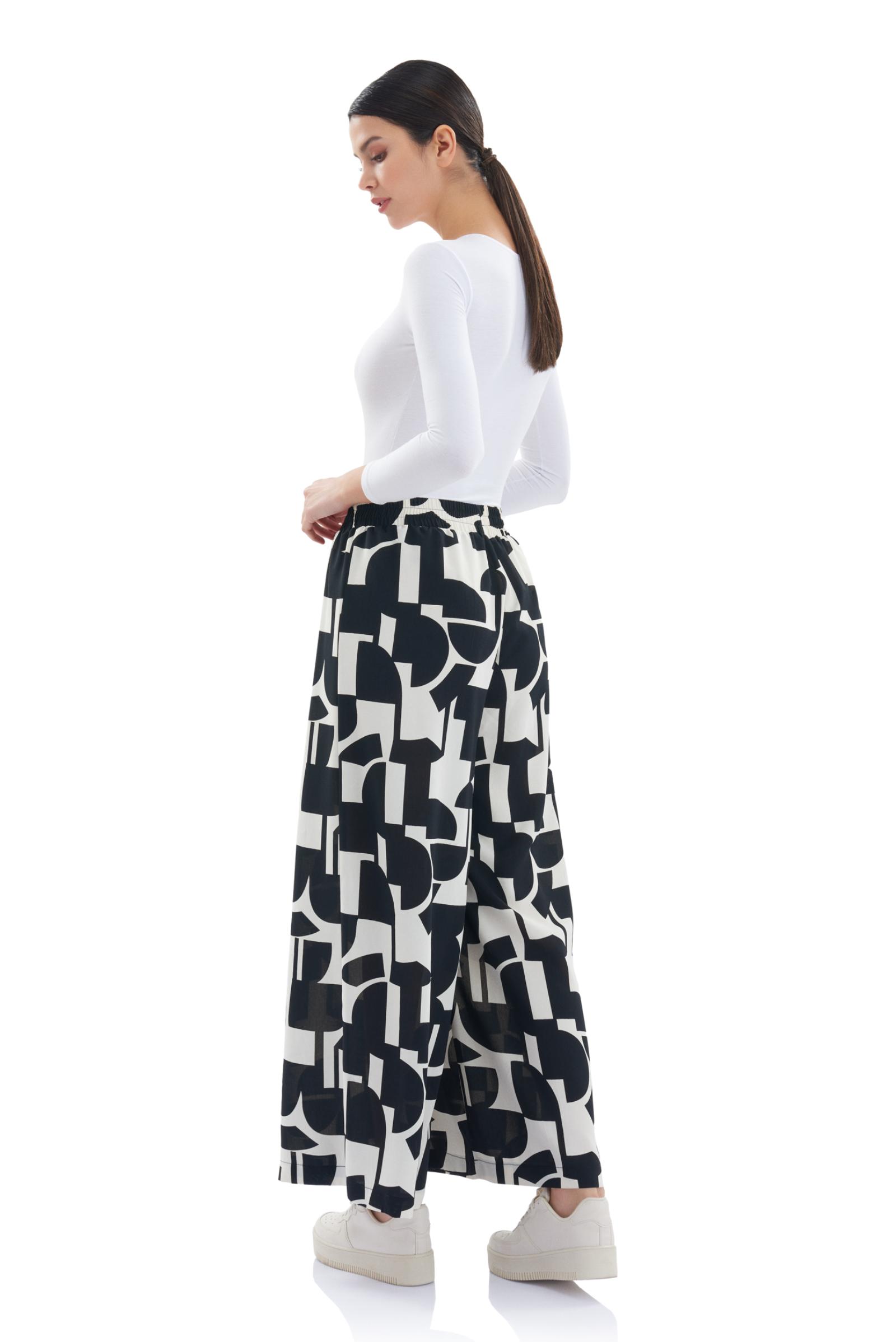 Desenli Bol Paça Pantolon