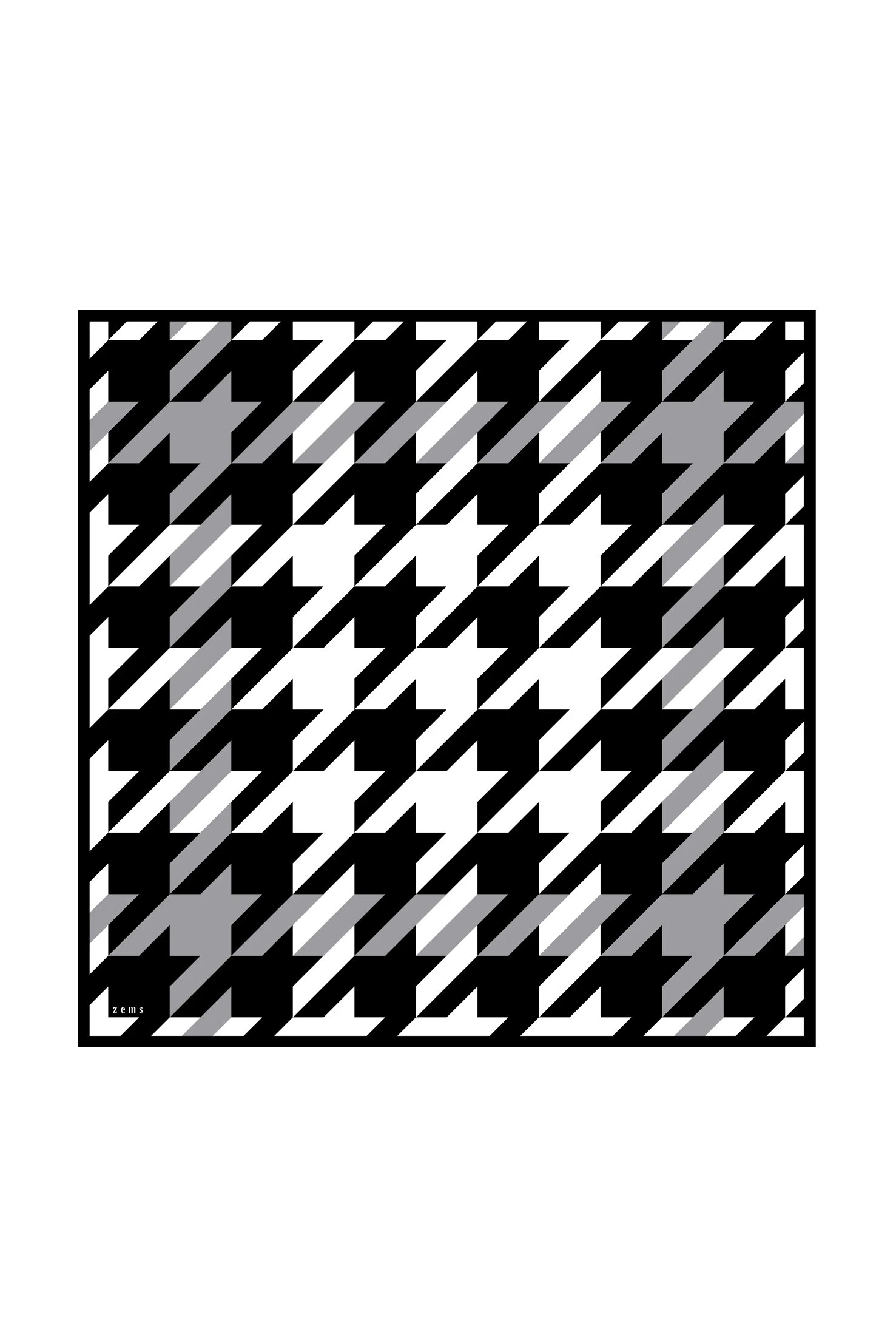 Zems Kazayağı Desen Twill İpek Eşarp - GRİ