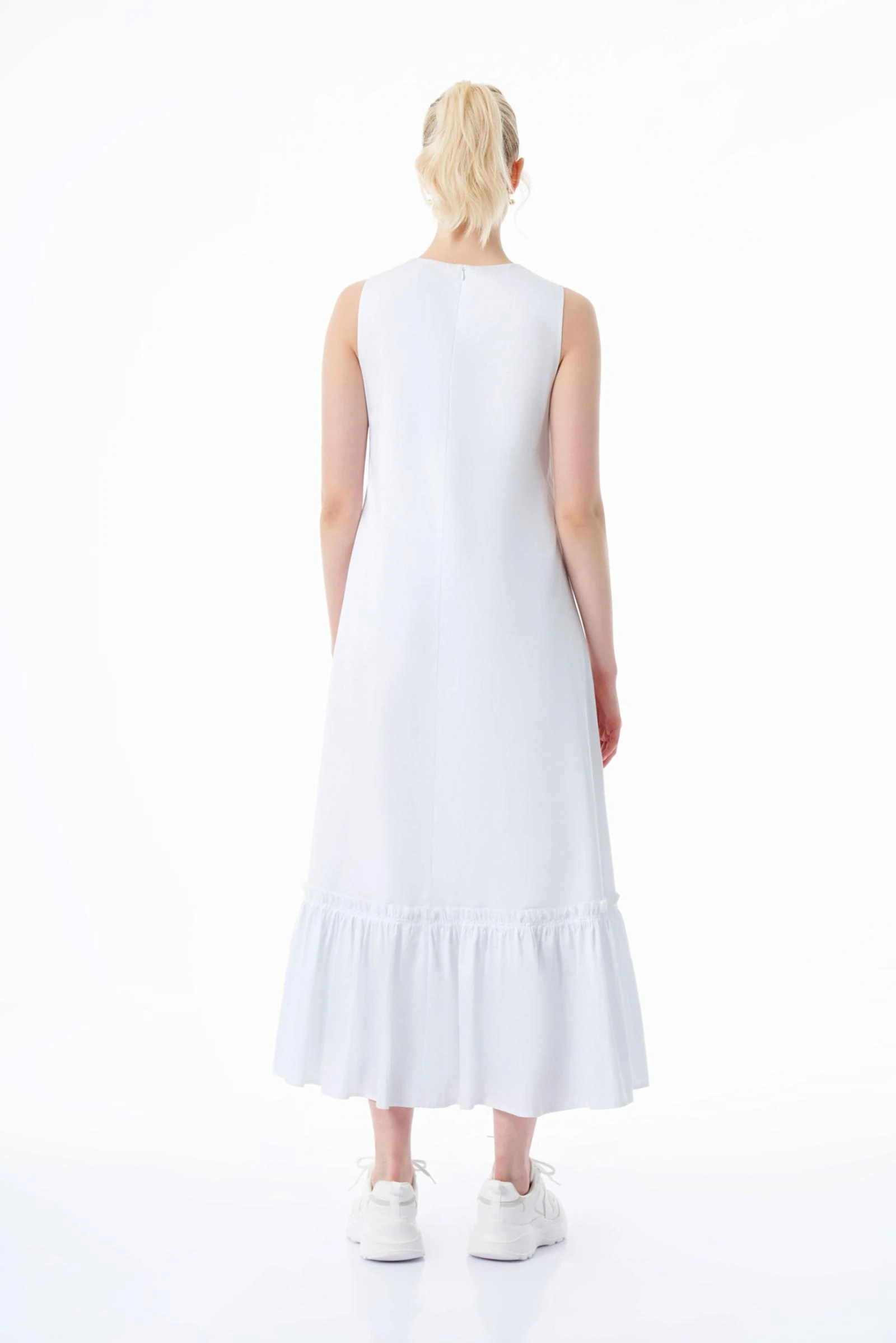 Beyaz Pamuklu Kadın Elbise