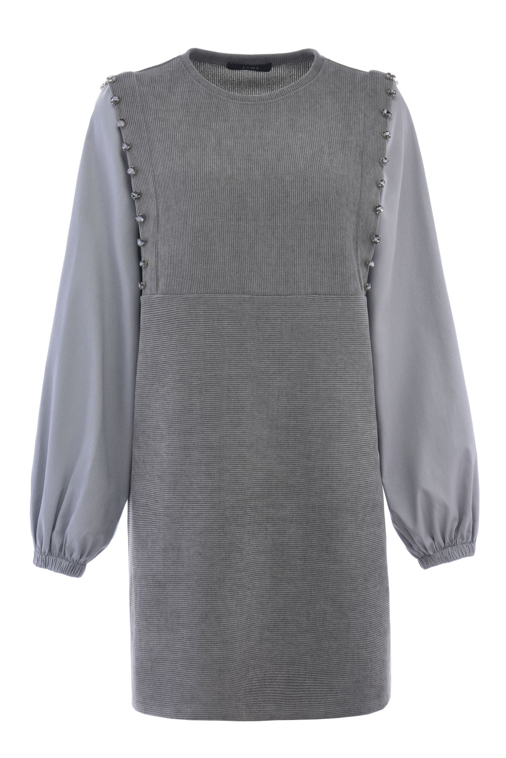 Boncuklu Kadife Kadın Takım - GRİ