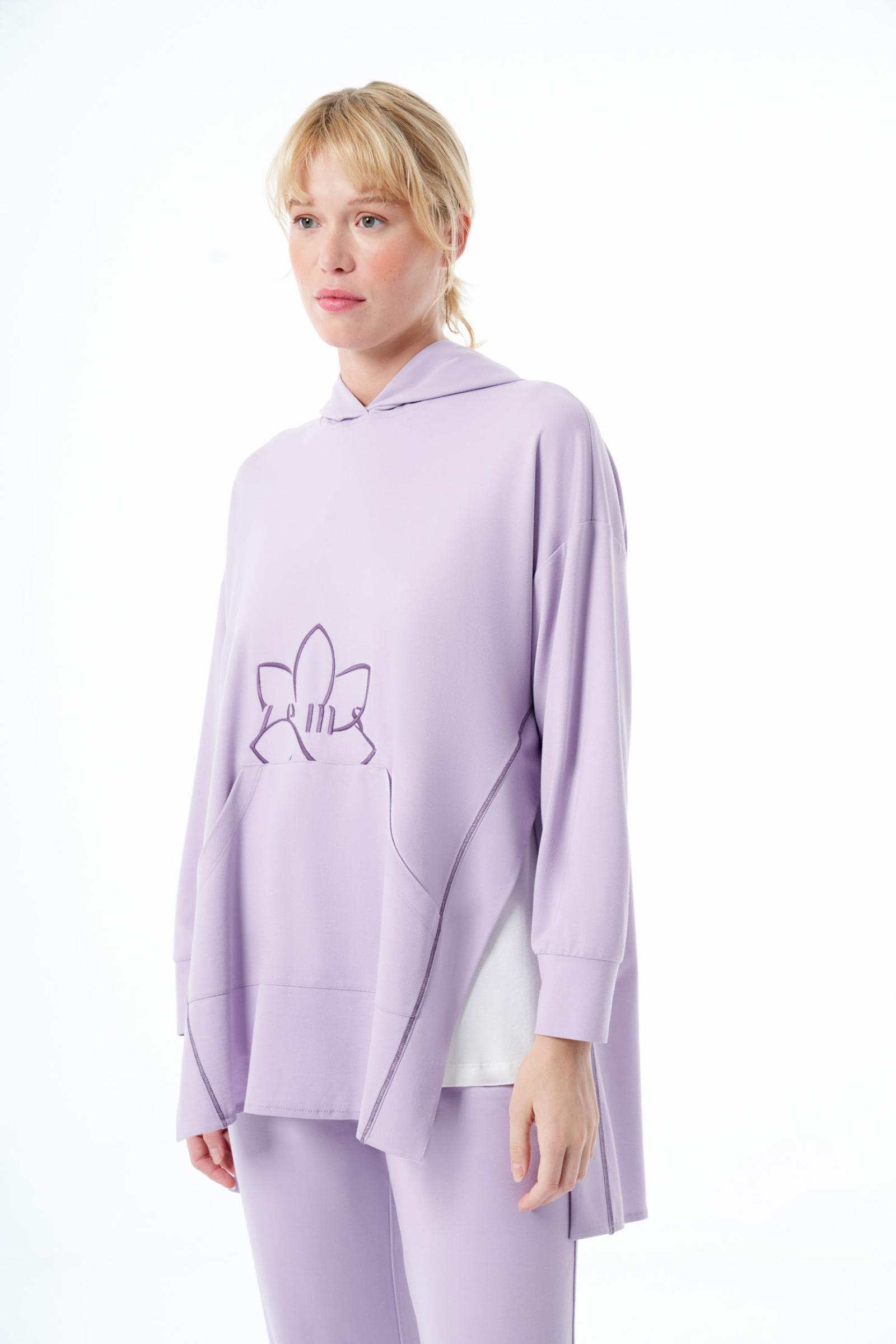 Nakışlı Kapüşonlu Örme Kadın Tunik