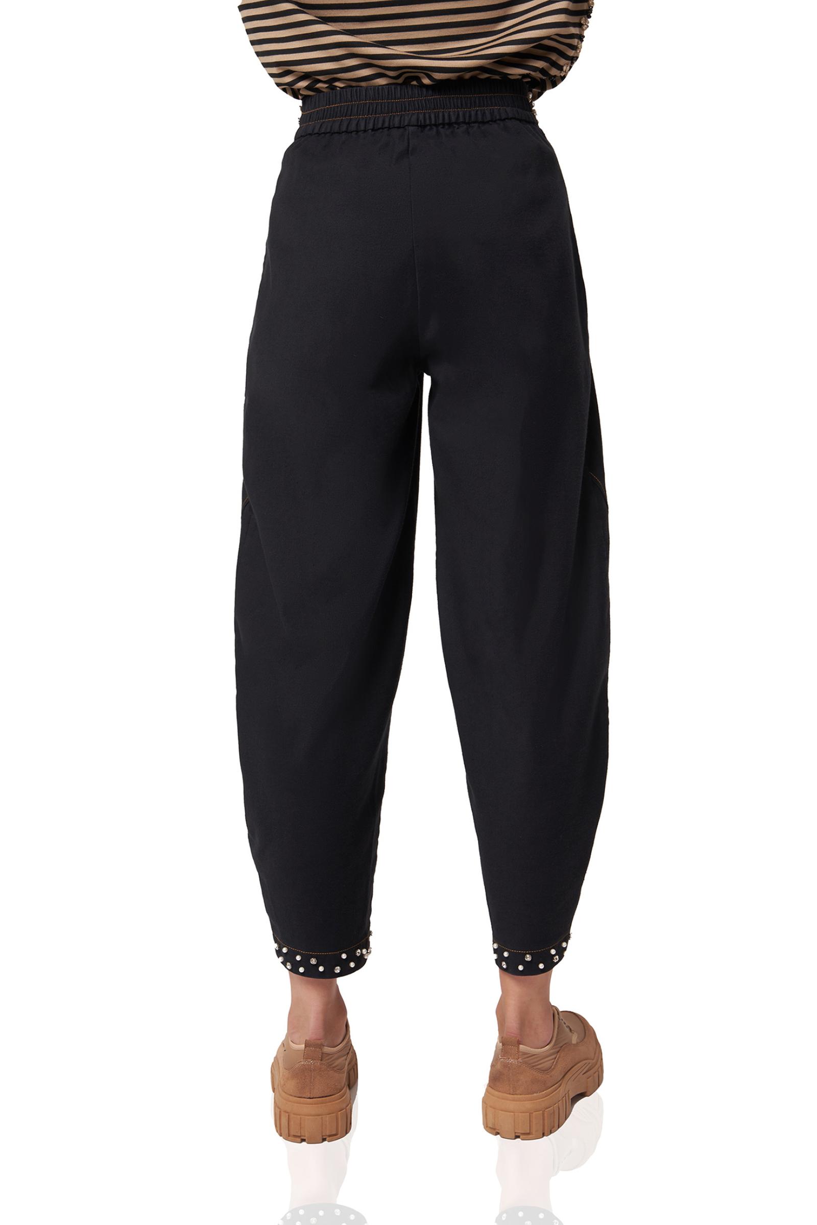 İnci Detaylı Siyah Pantolon