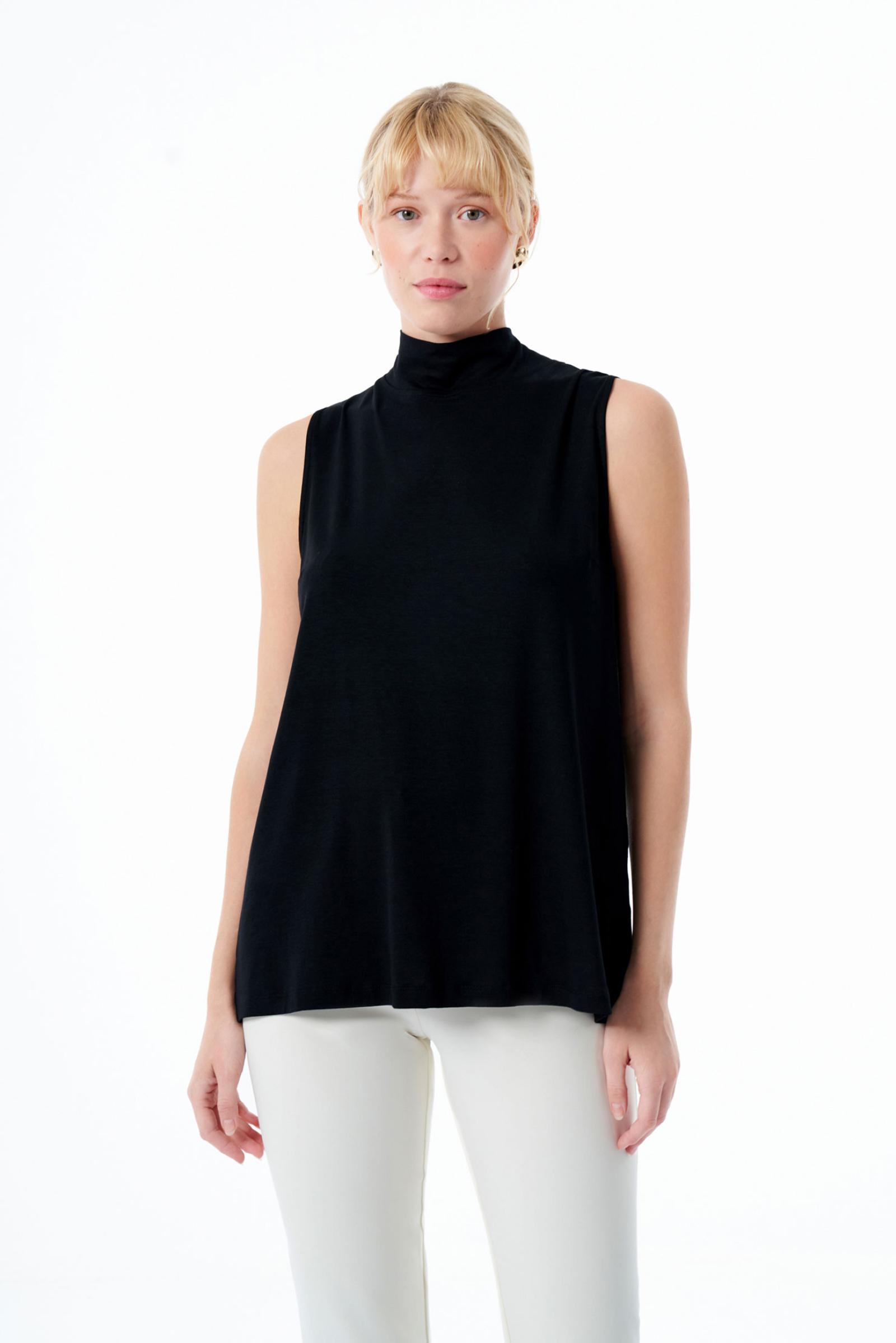 Kolsuz Kadın Örme Bluz - SİYAH