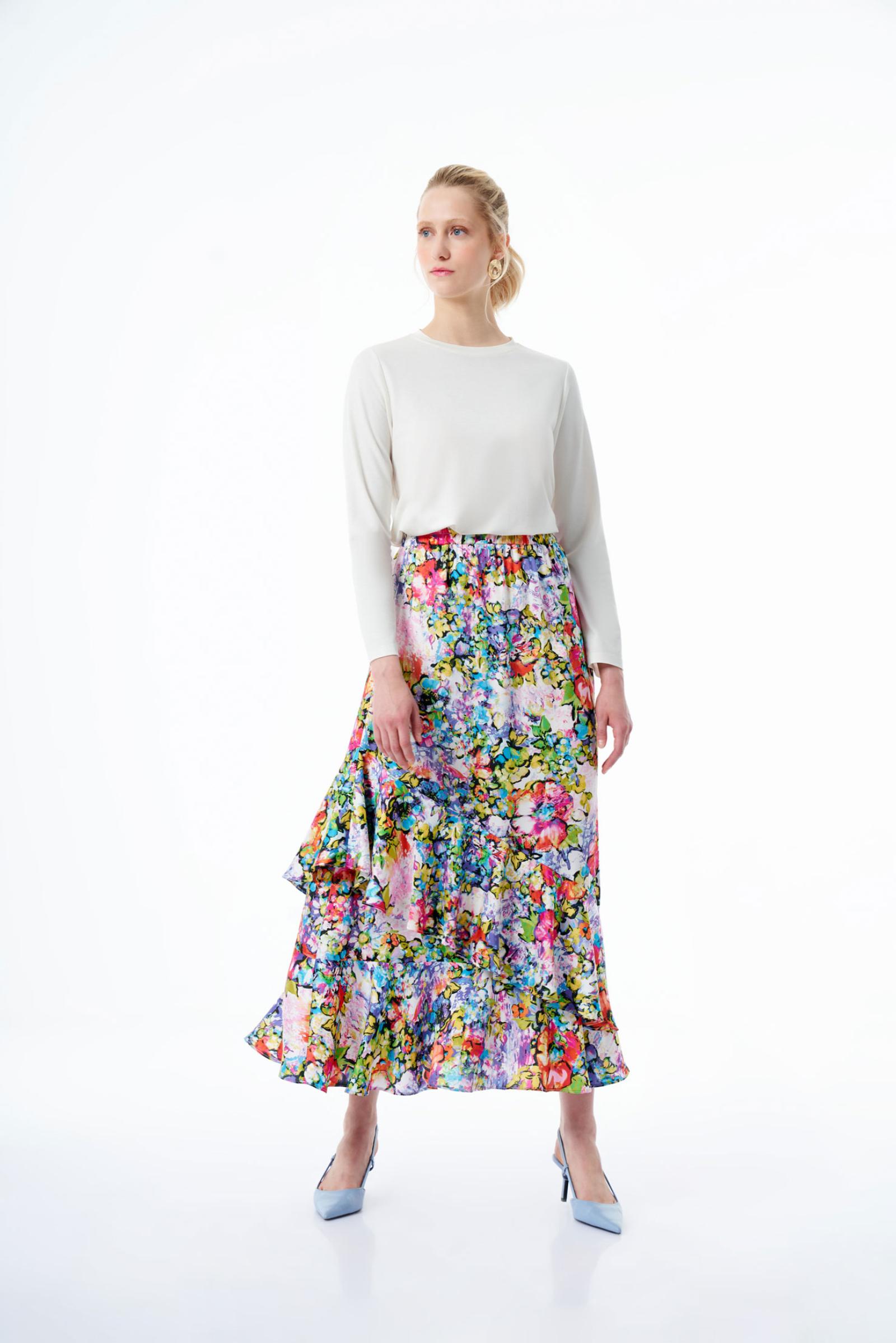 Çiçek Desenli Kadın Uzun Etek