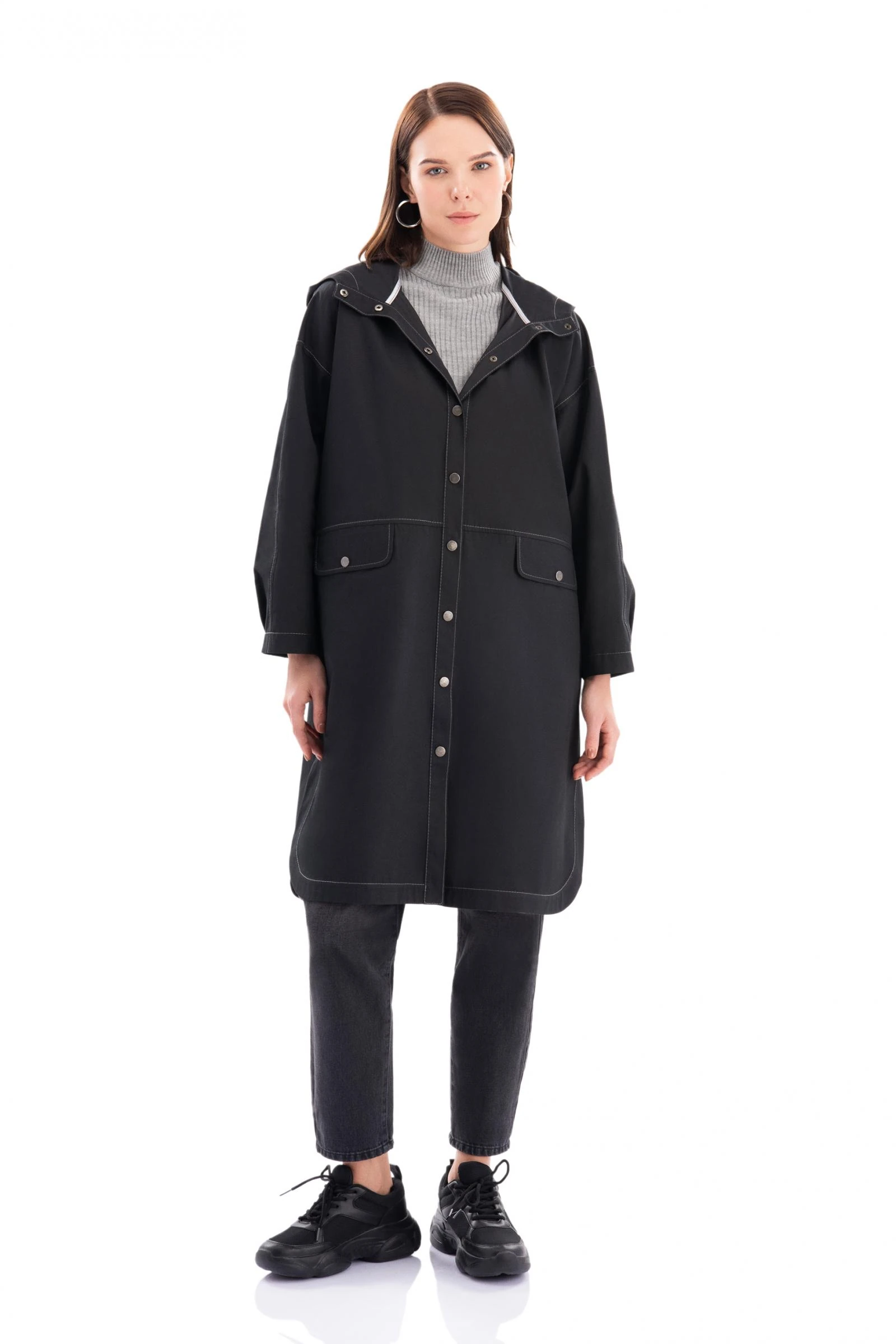 Kapüşonlu Trençkot