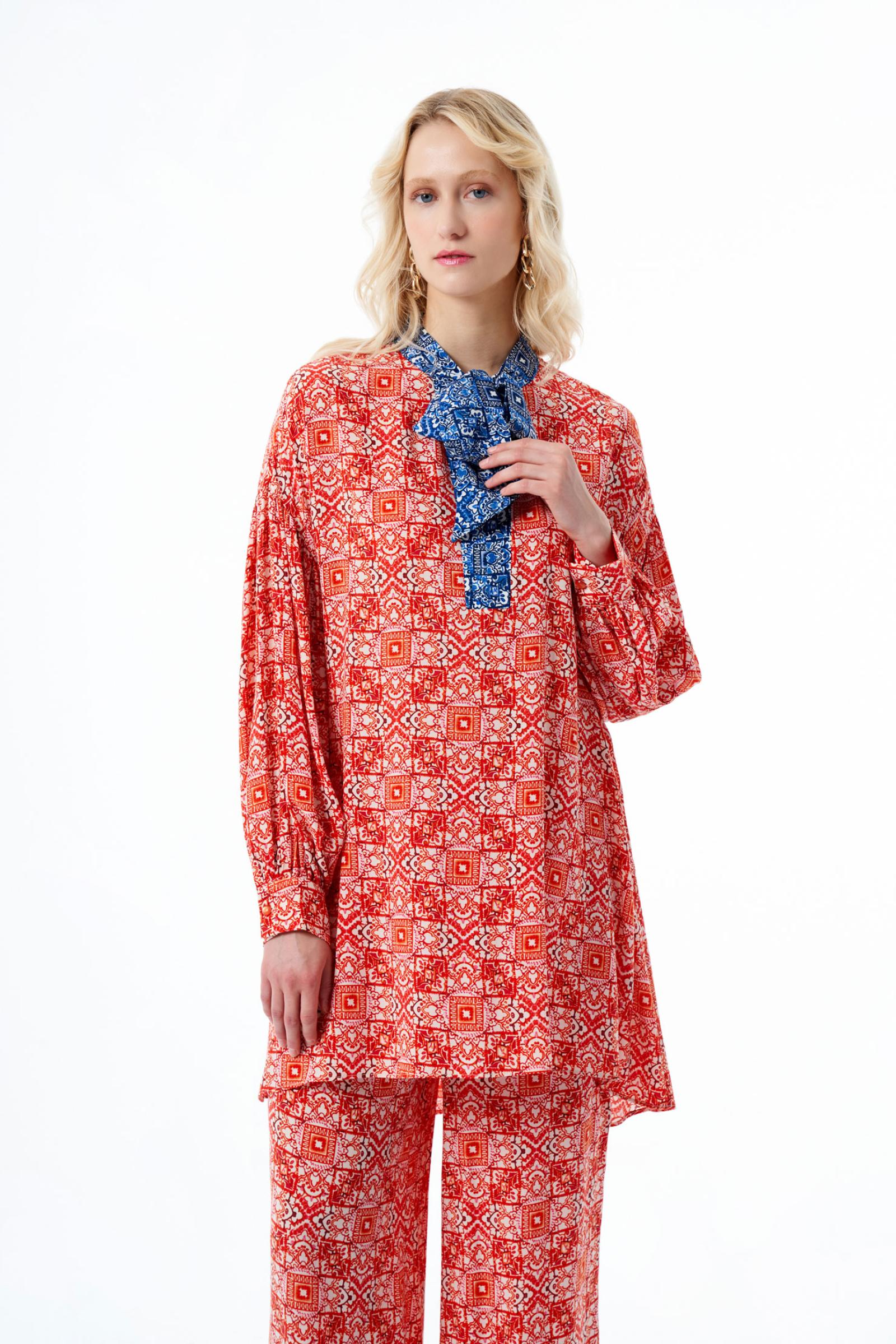 Etnik Kırmızı Kadın Tunik