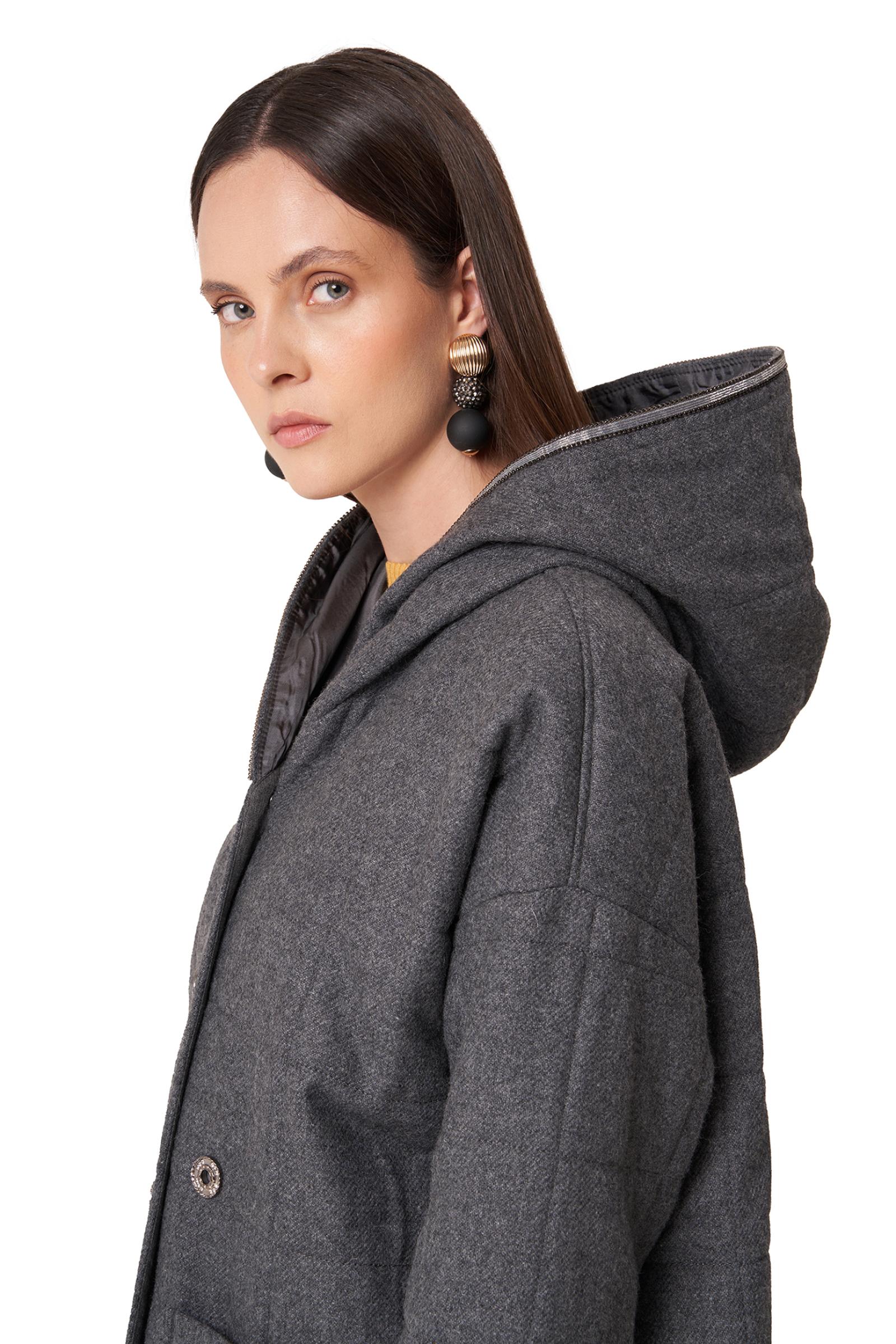 Yünlü Füme Renk Kapüşonlu Kaban (SERİ 1.1.2)