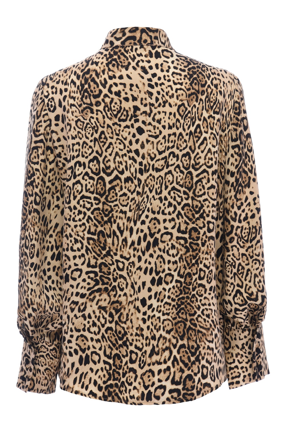 Leopar Desen Bağlamalı Cupro Gömlek