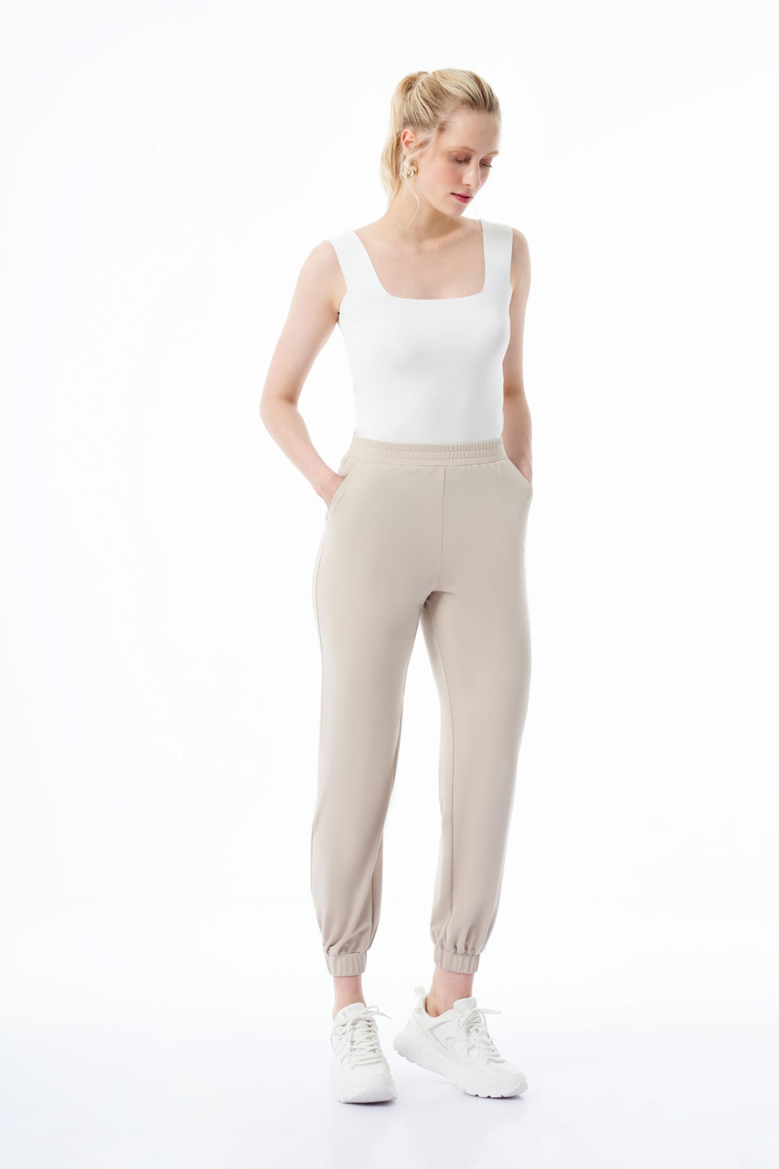 Paçası Lastikli Örme Kadın Pantolon