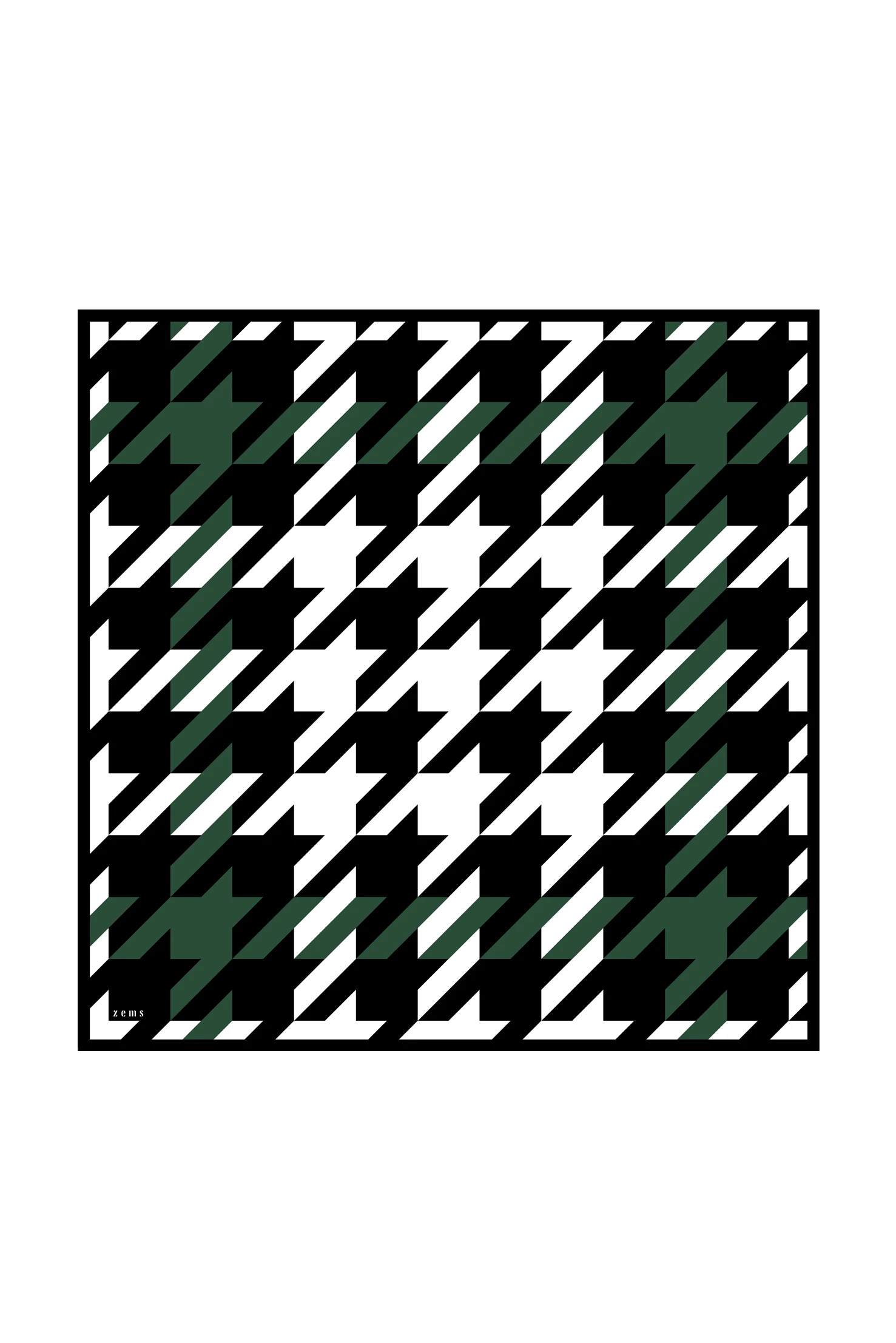 Zems Kazayağı Desen Twill İpek Eşarp - YEŞİL