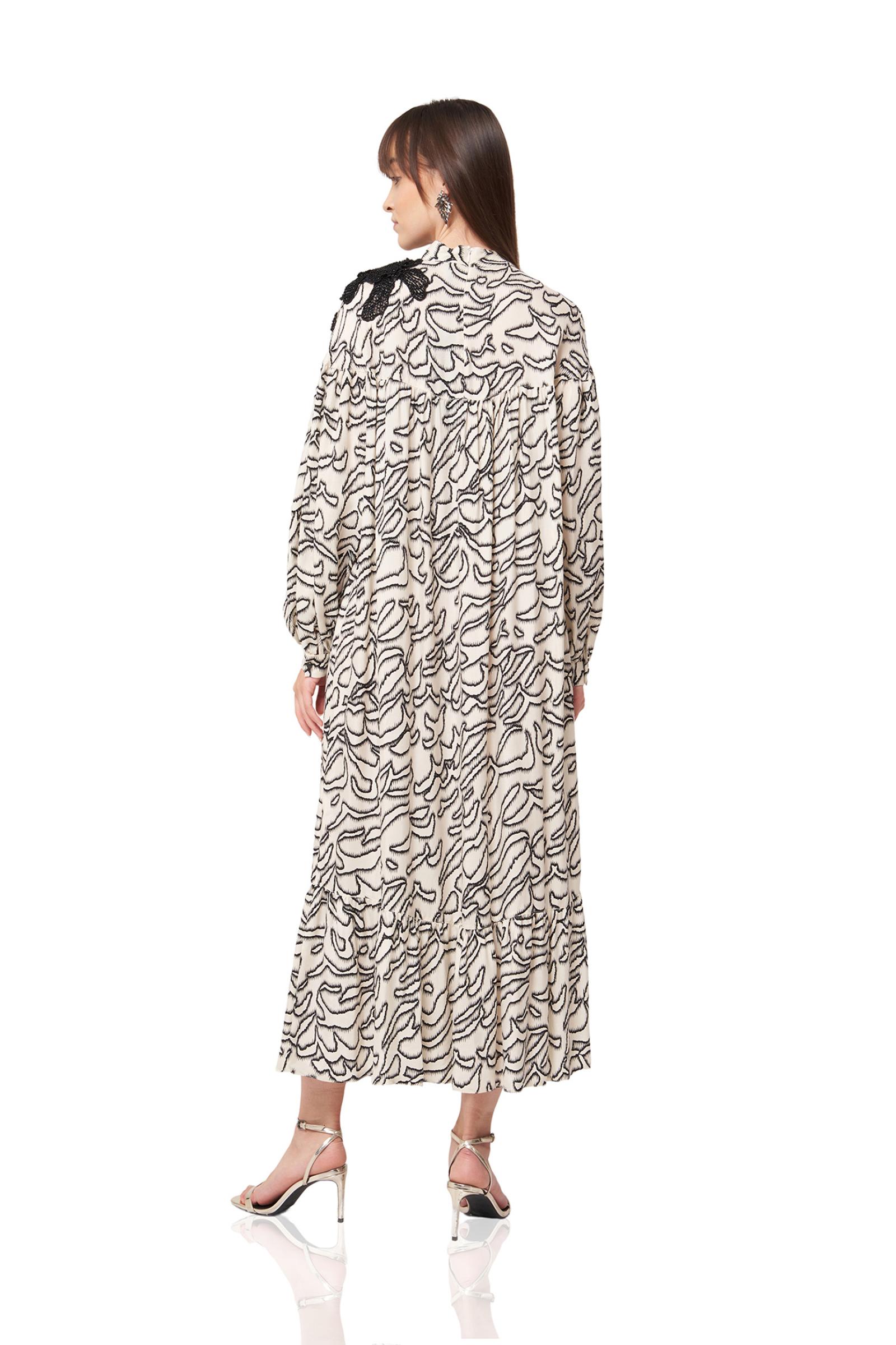 Omuz Detaylı Uzun Elbise