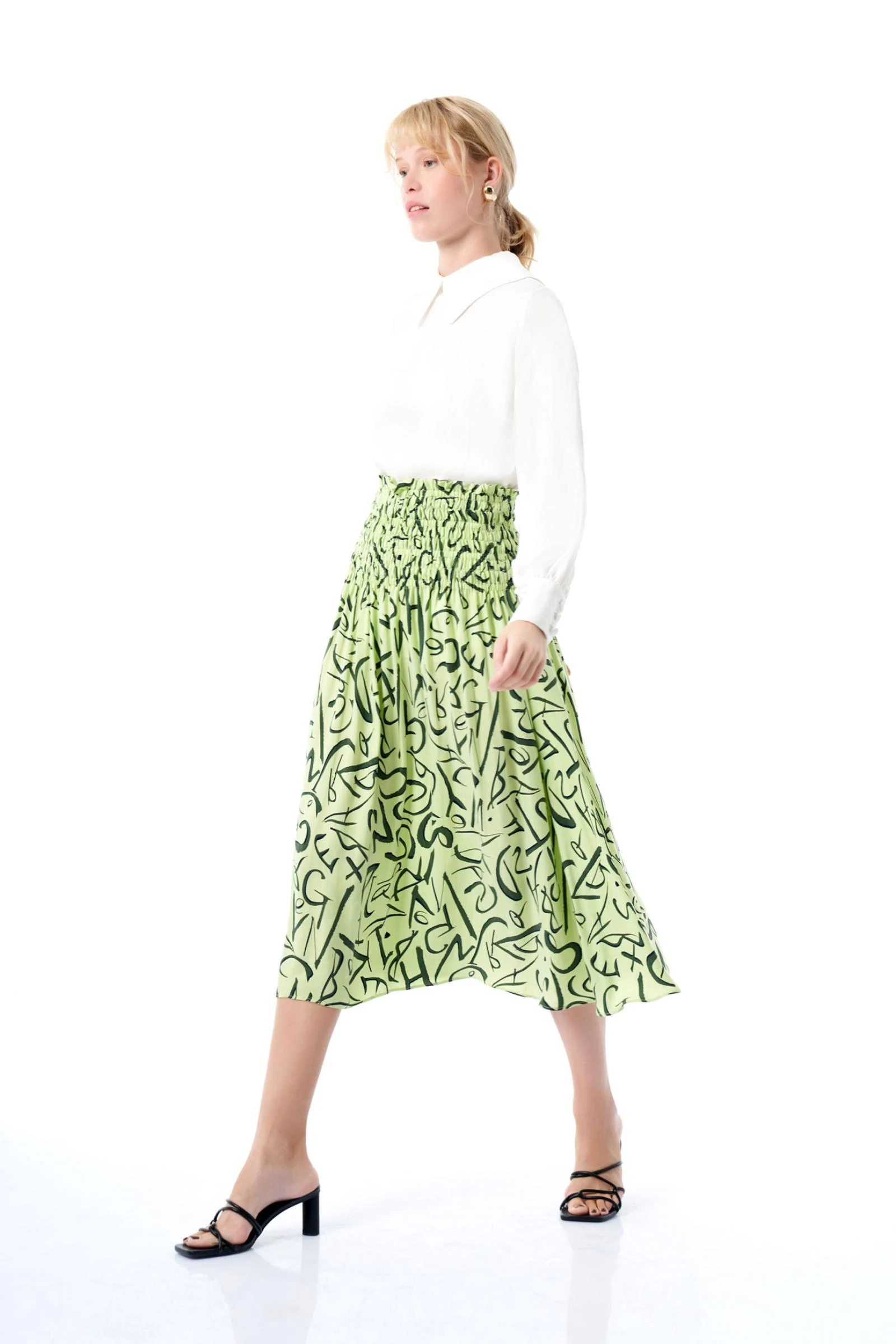 Lastik Detaylı Cupro Kadın Etek (SERİ 1.1.2)