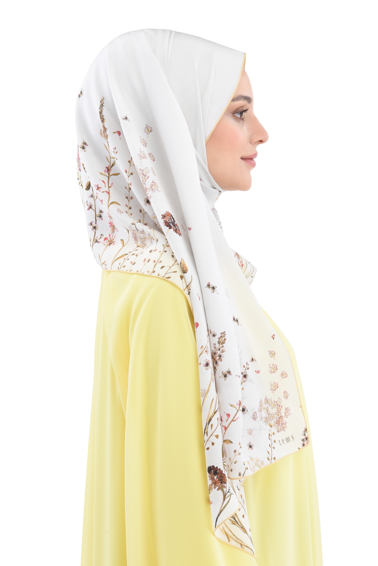 Zems Botanik Desen Krep İpek Şal