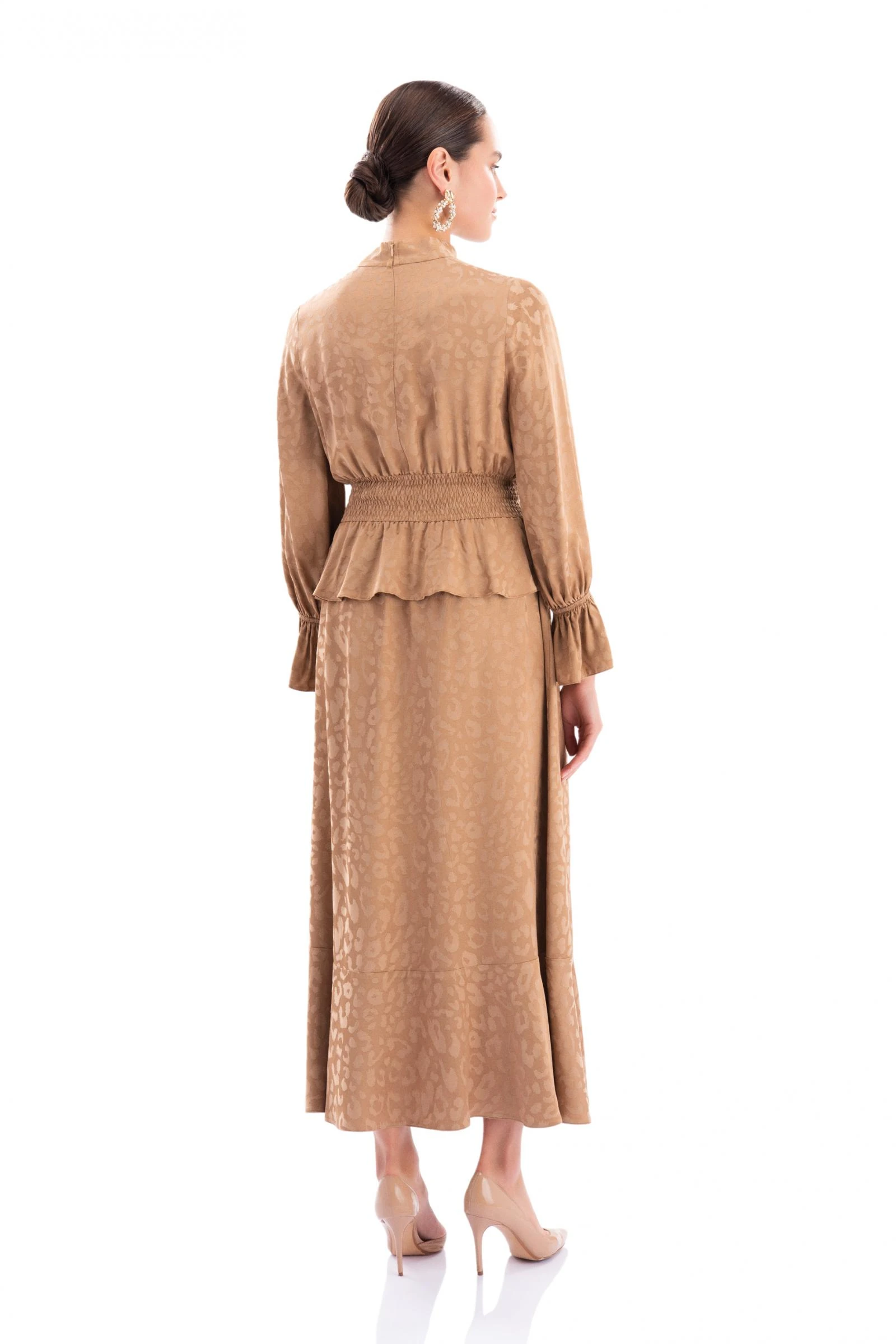 Jakarlı Fırfırlı Elbise