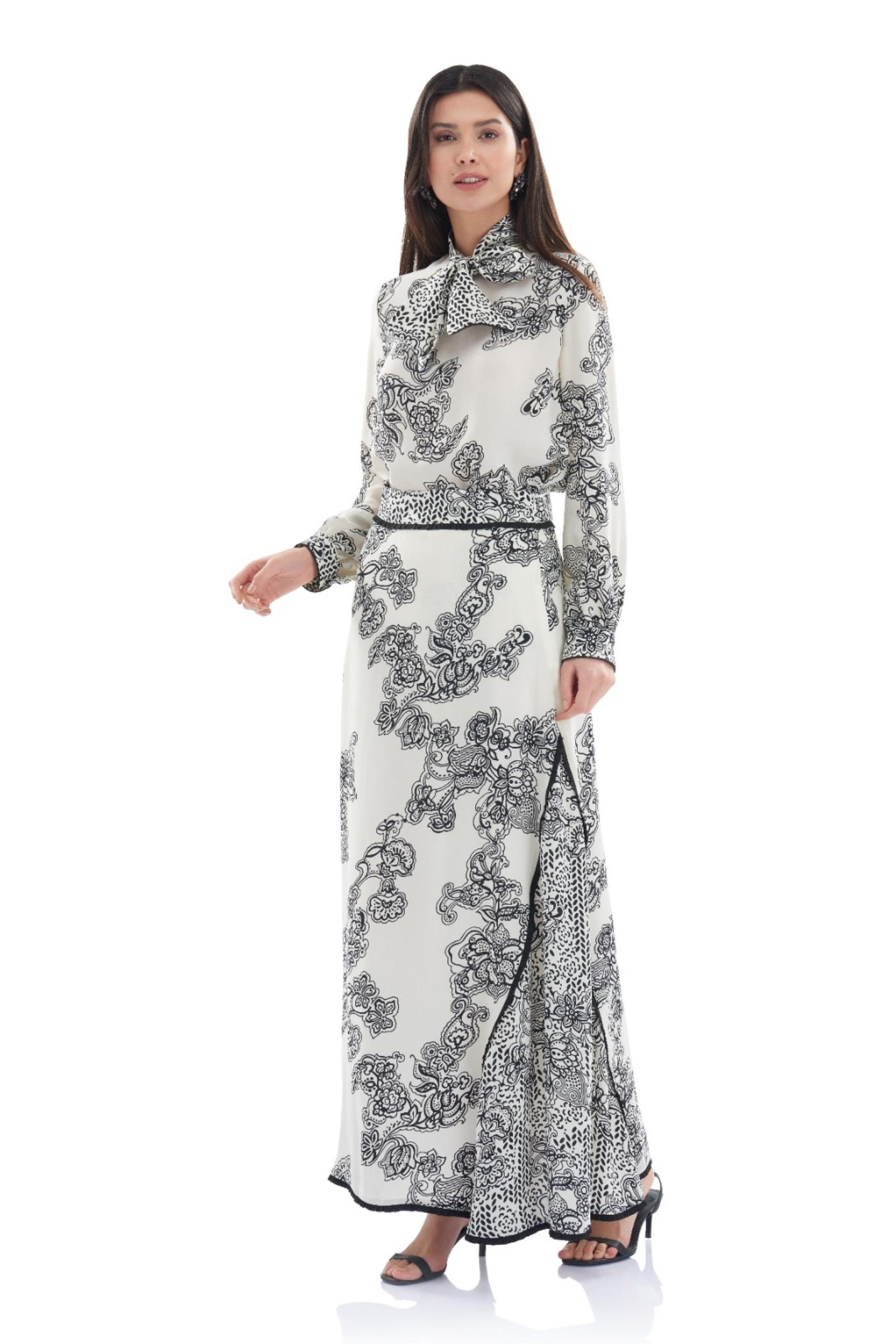 Desenli Cupro Yaka Detaylı Bluz