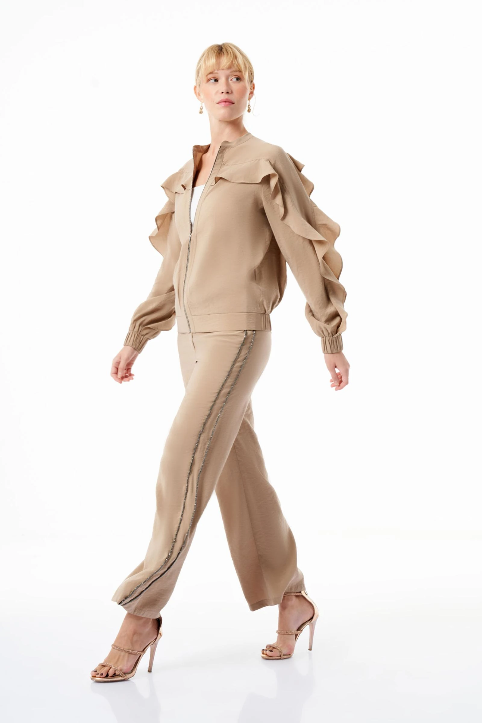 Taşlı Vizon Renk Kadın Pantolon