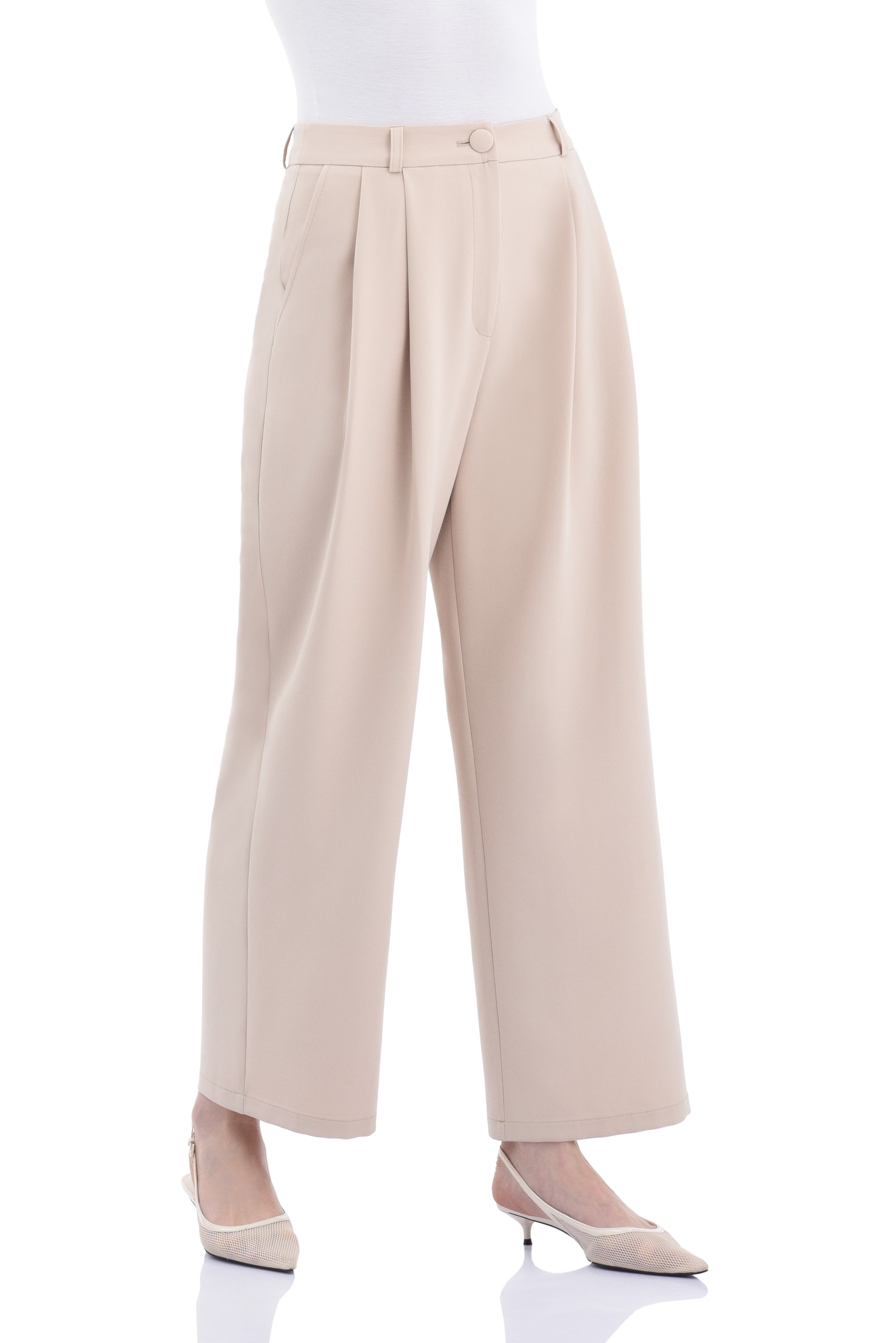 Pile Detaylı Kadın Pantolon - TAŞ