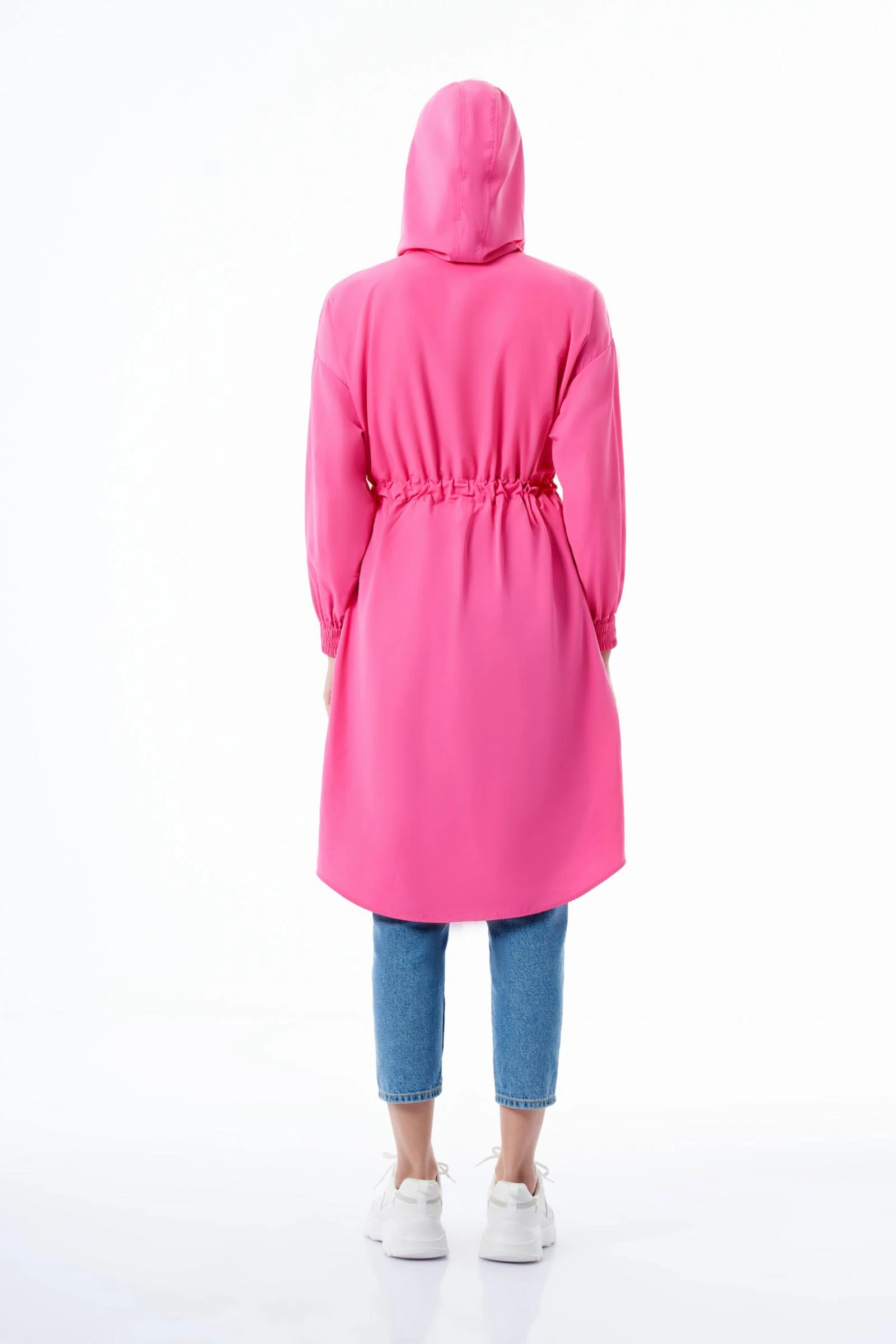 Fuşya Uzun Kadın Trençkot