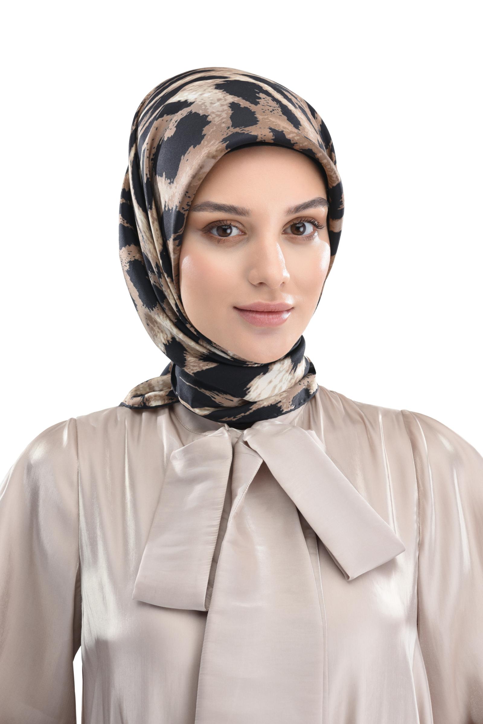 Zems Leopar Desen Twill İpek Eşarp