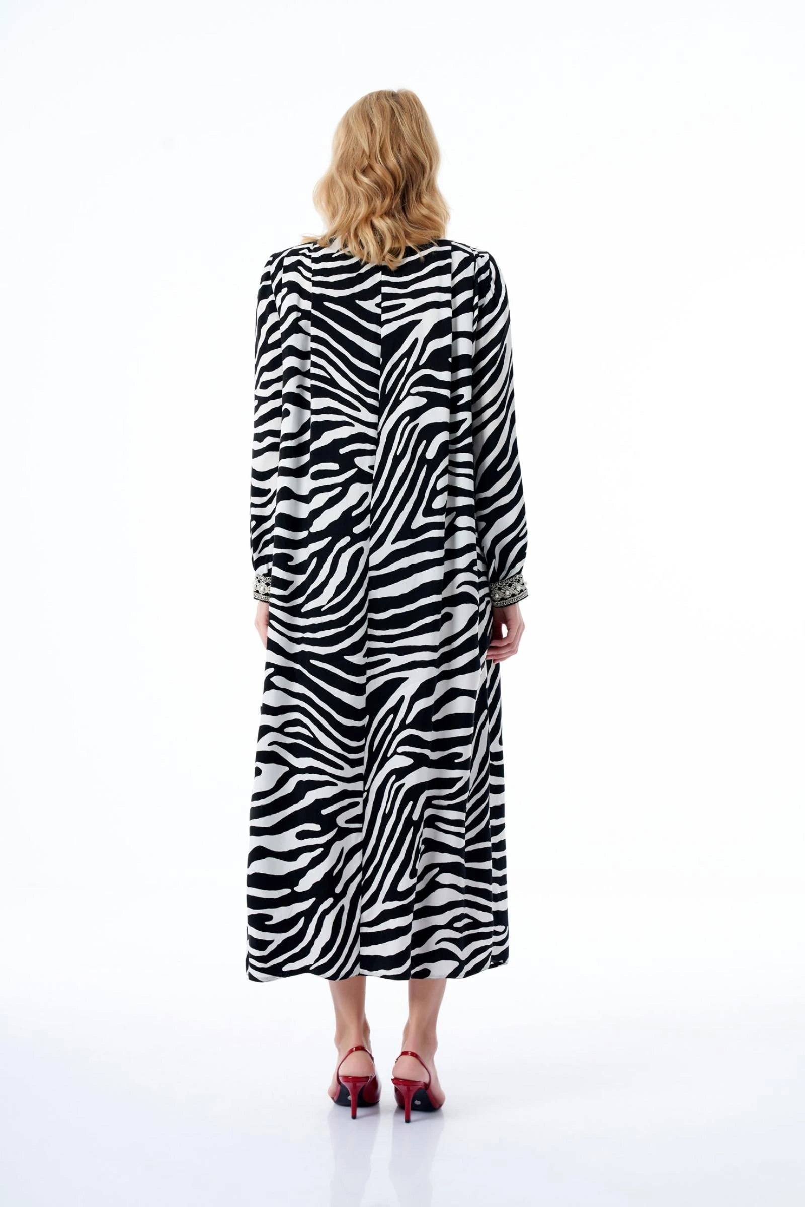 Zebra Desen Kadın Uzun Elbise