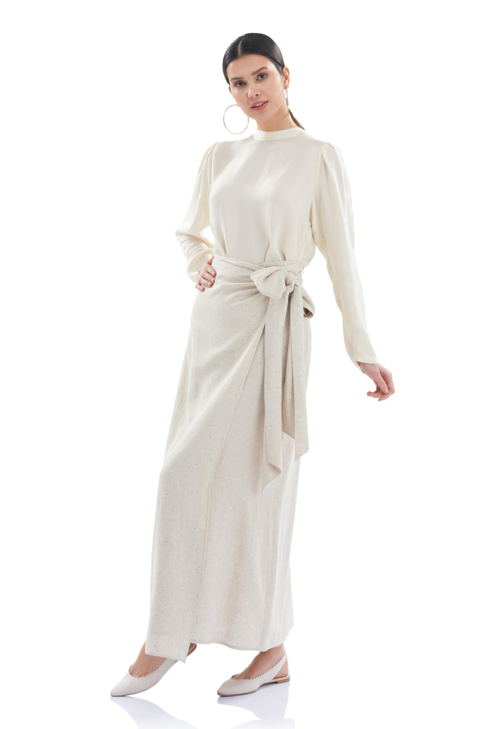 Bağlama Detaylı Pullu Pamuk Elbise