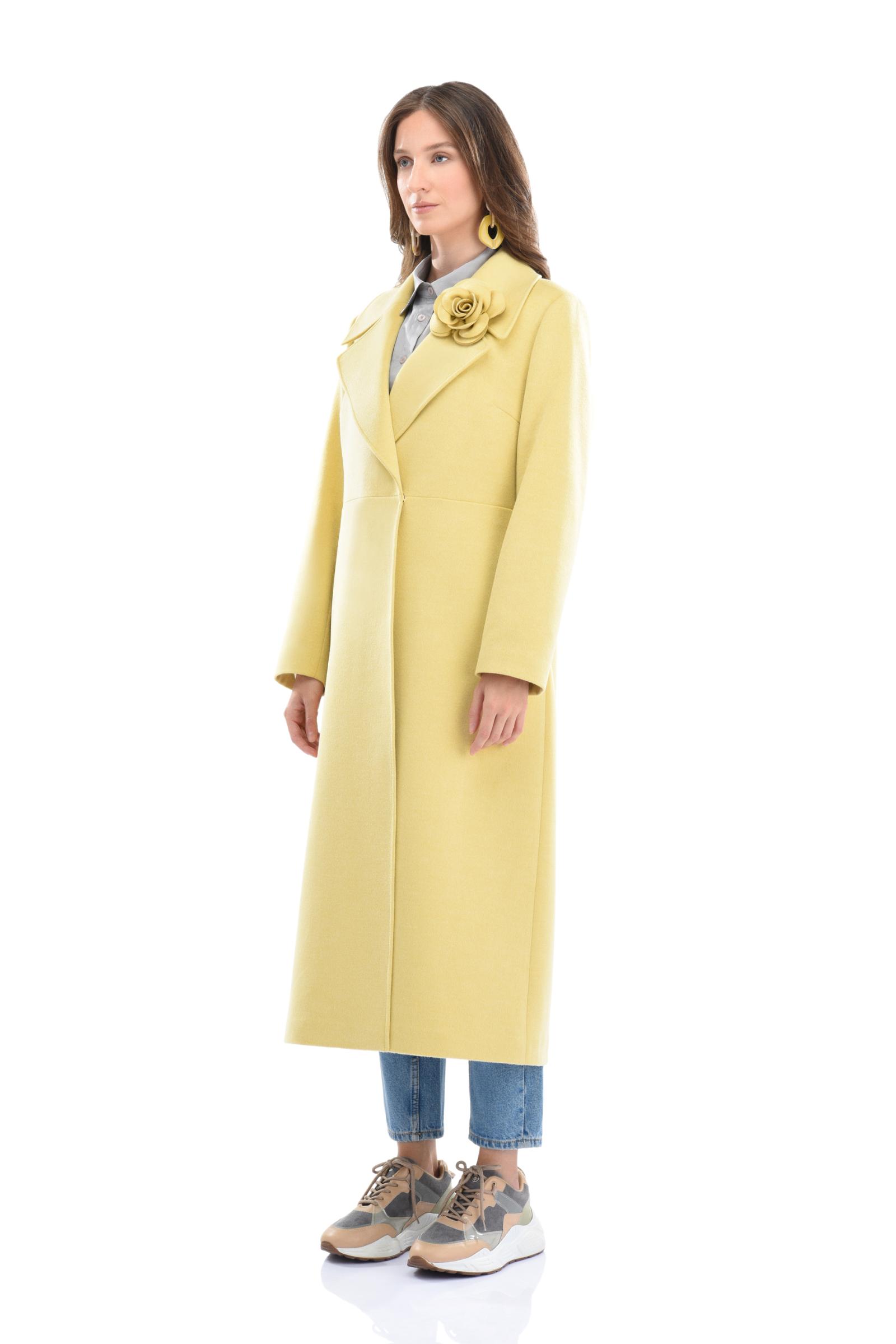 Gül Detaylı Kaşe Uzun Kaban