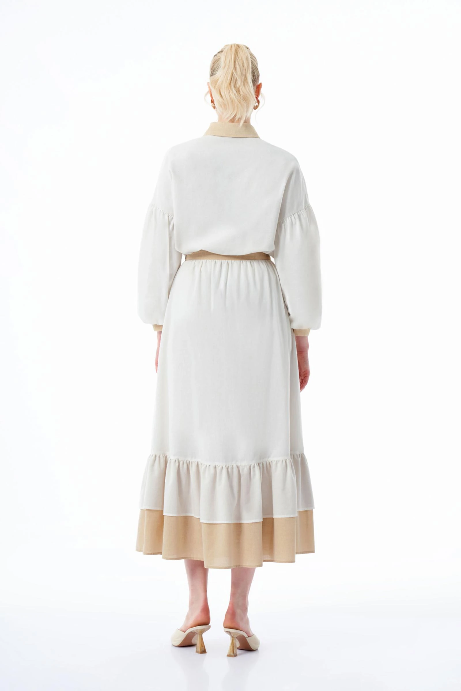 Nakışlı Kadın Ekru Gömlek (SERİ 1.1.2.2)