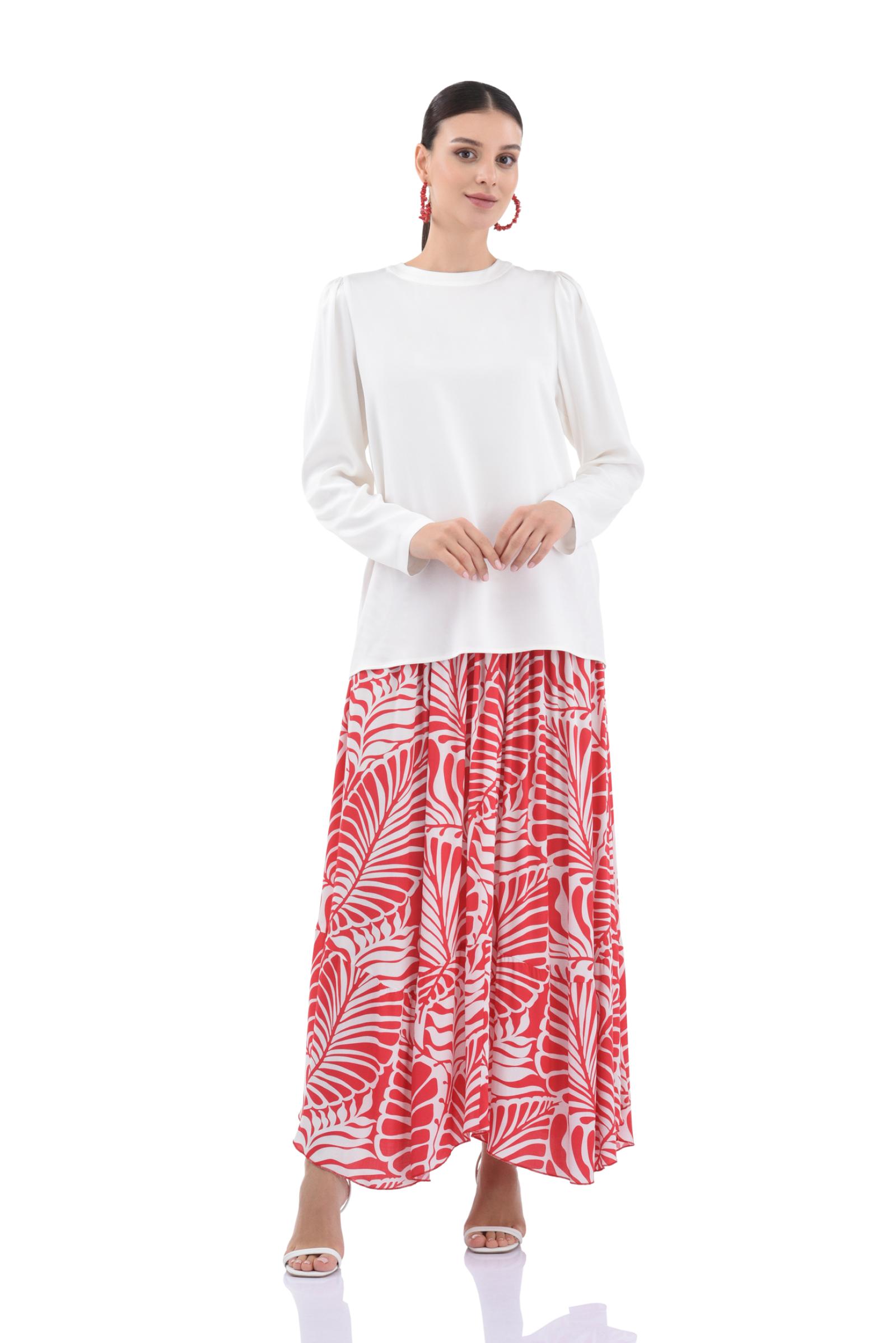 Pembe Desenli Uzun Etek