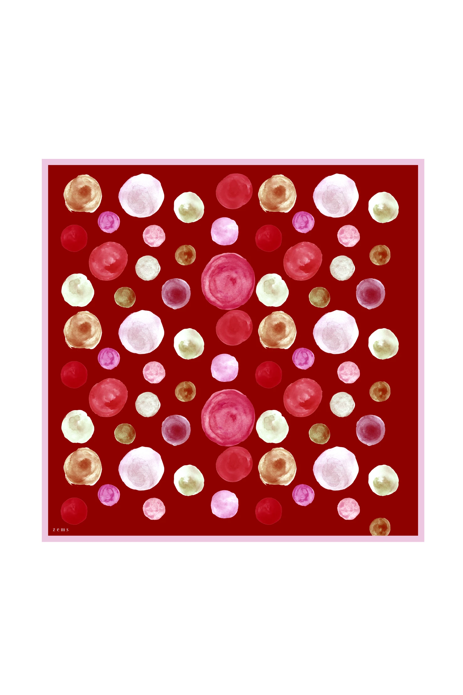 Zems Puantiye Desen Twill İpek Eşarp - KIRMIZI