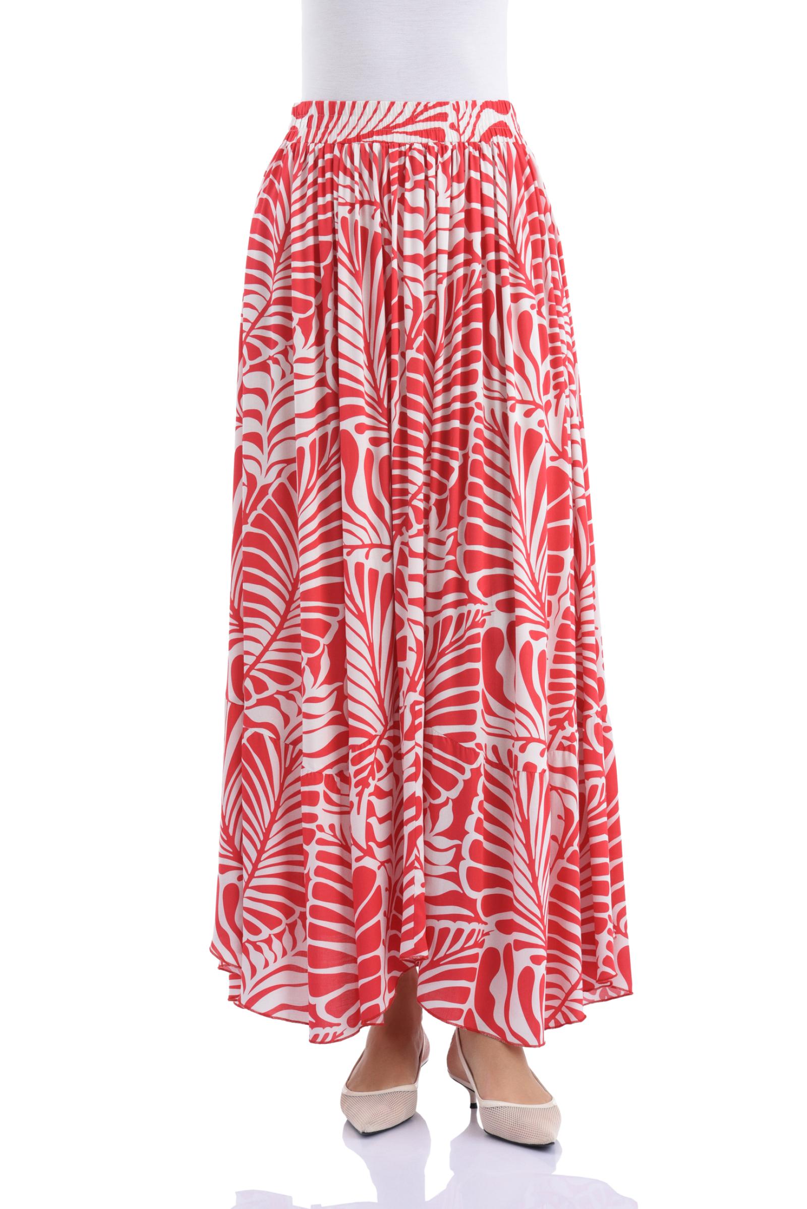 Pembe Desenli Uzun Etek