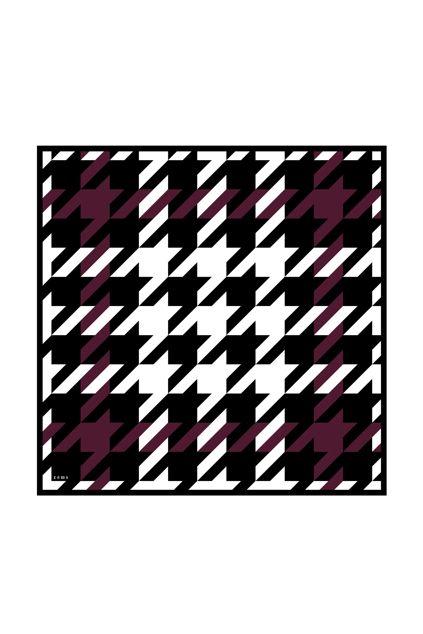 Zems Kazayağı Desen Twill İpek Eşarp - BORDO