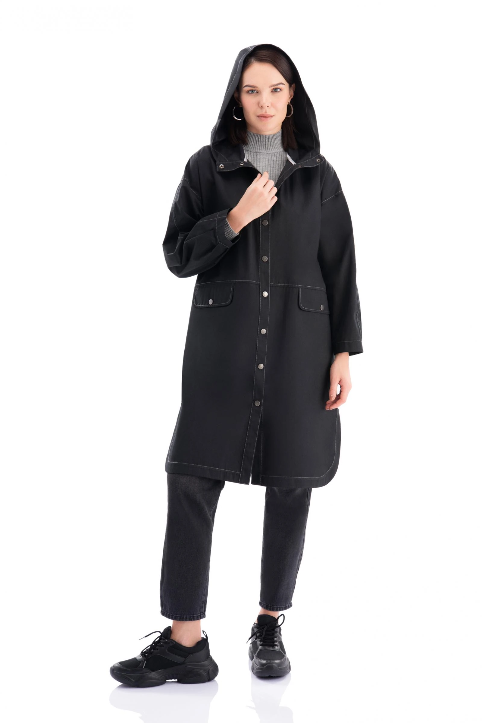 Kapüşonlu Trençkot