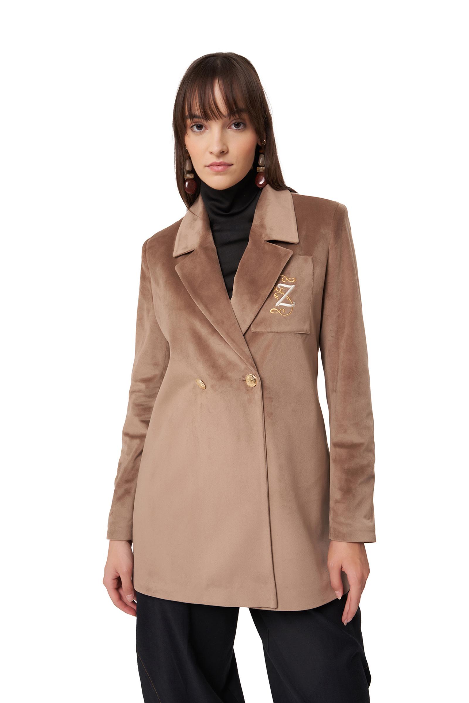 Kadife Kadın Ceket - VİZON