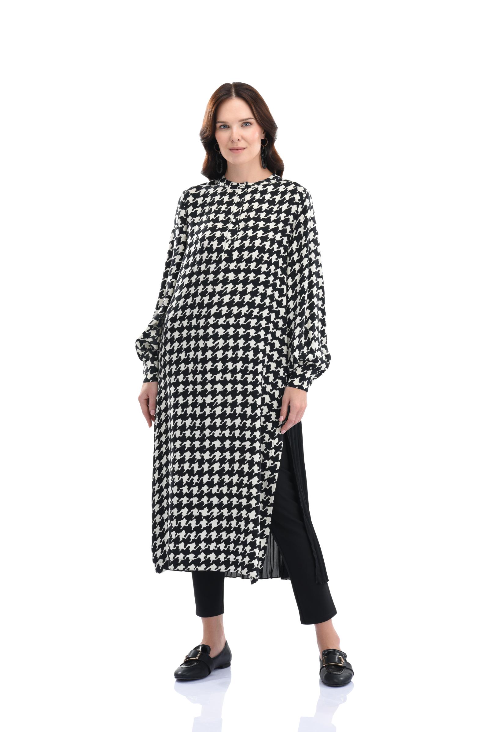 Plise Detaylı Kazayağı Cupro Uzun Tunik