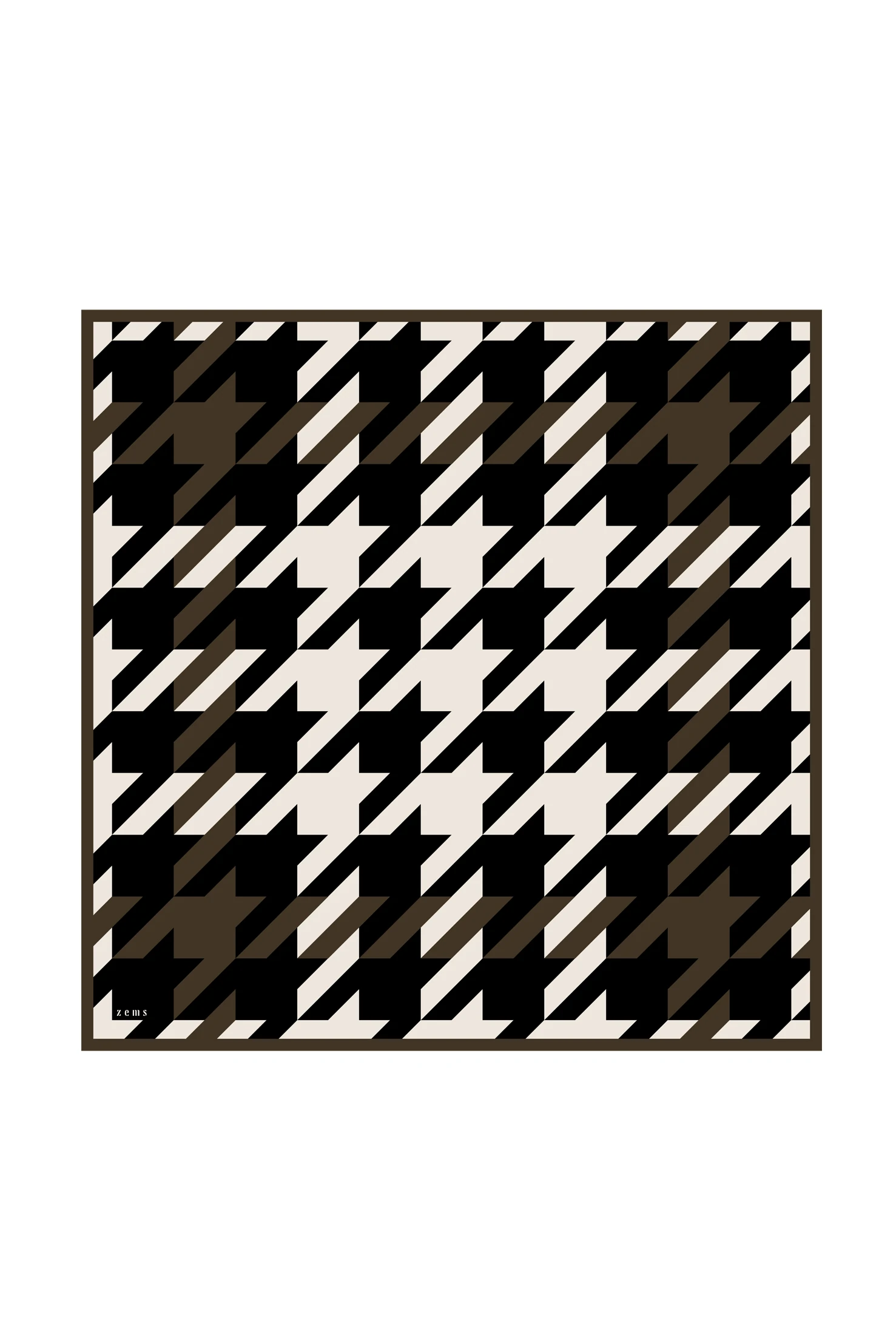 Zems Kazayağı Desen Twill İpek Eşarp - KAHVE