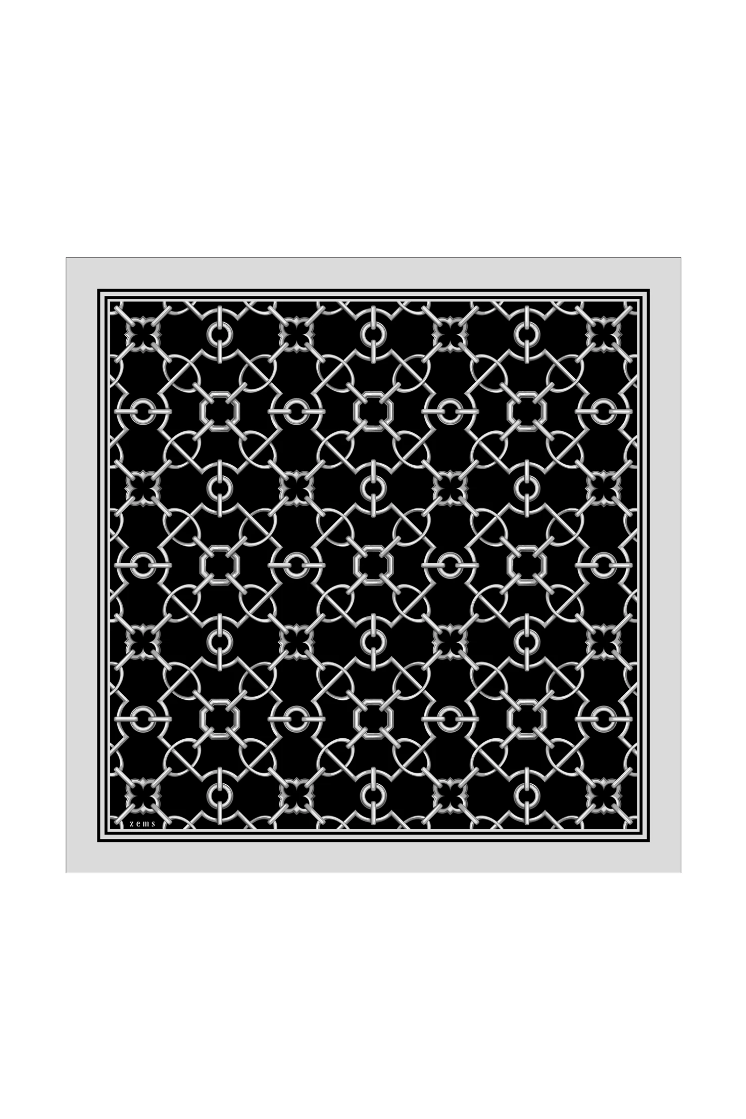 Zems Zincir Desen Twill İpek Eşarp - SİYAH