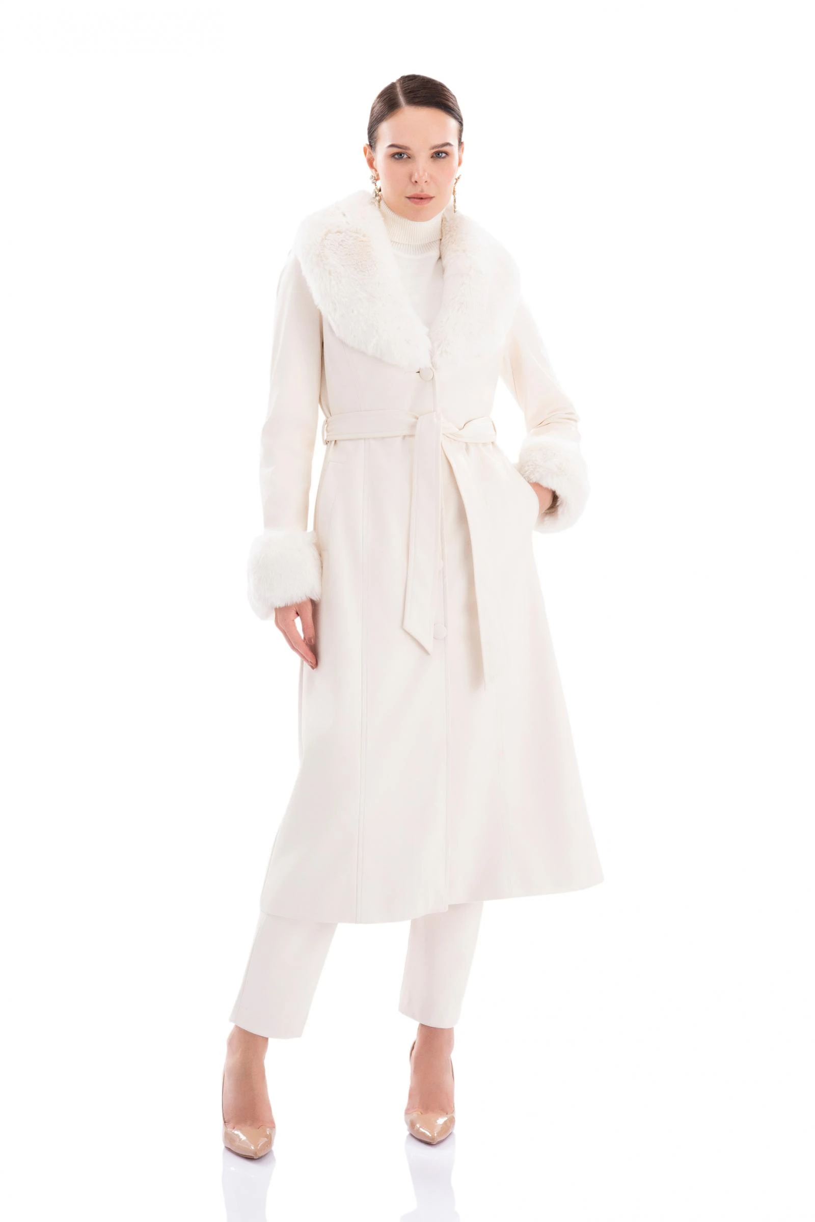 Kürklü Deri Kadın Kaban