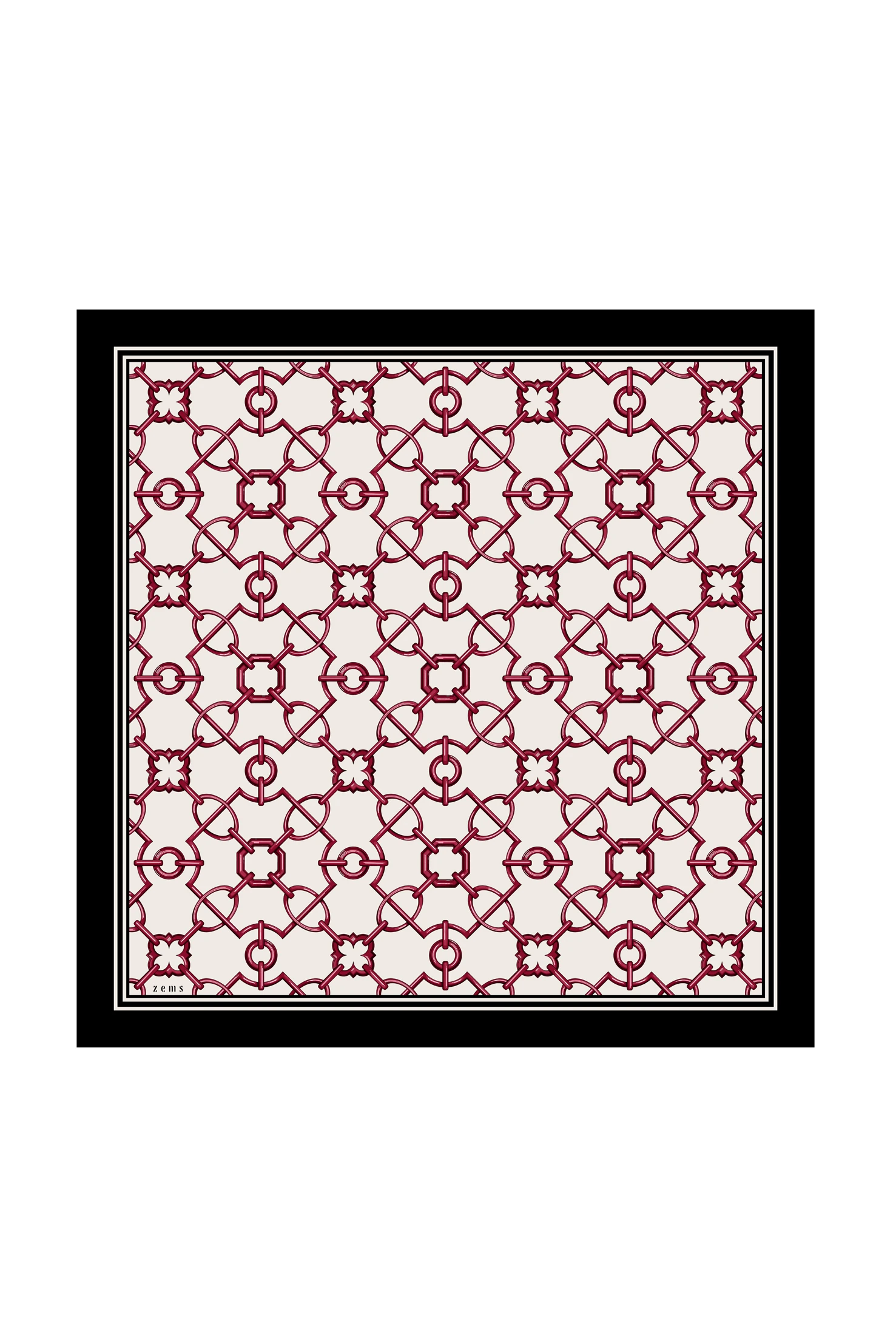 Zems Zincir Desen Twill İpek Eşarp - KIRMIZI