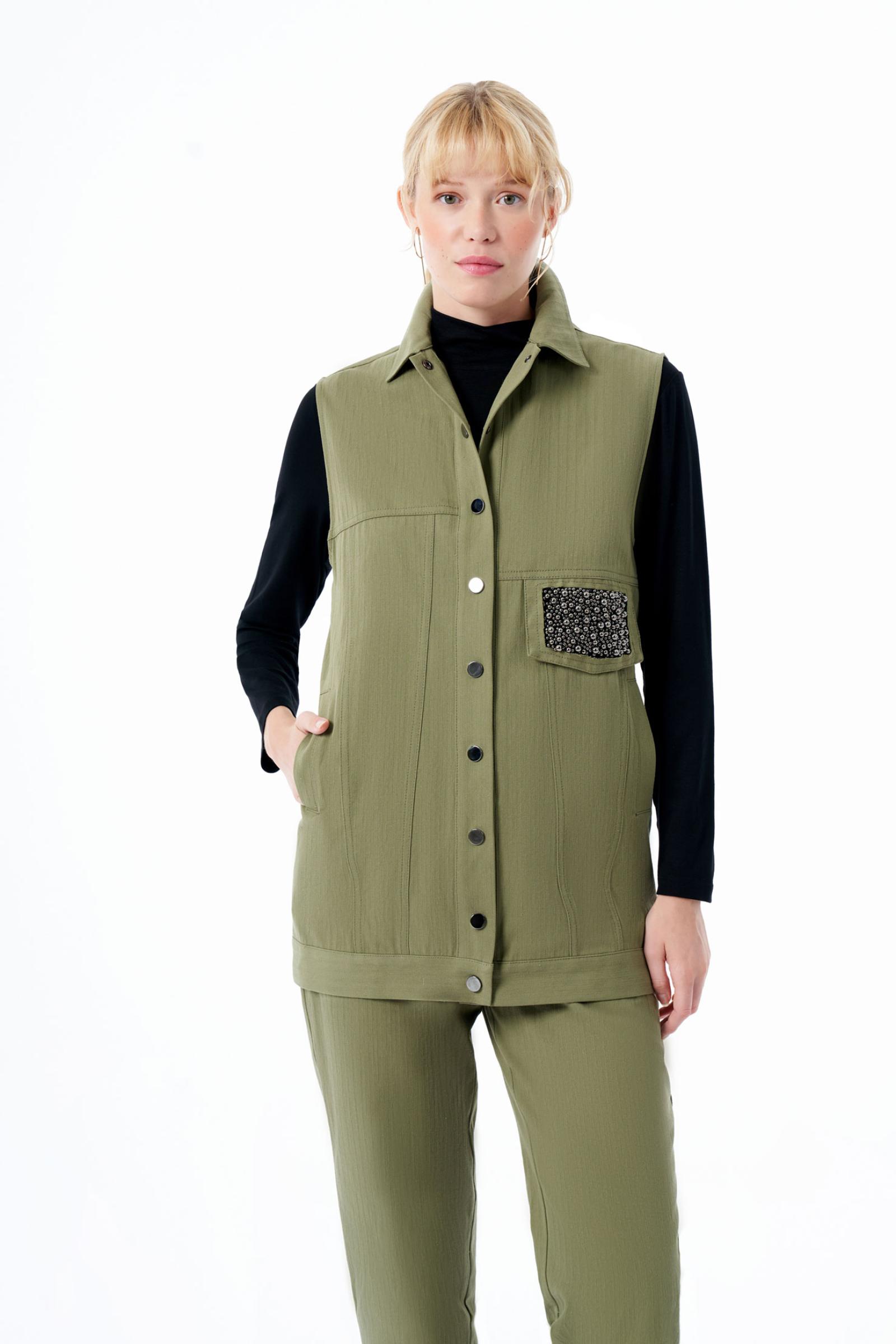 Cep Detaylı Kadın Yelek