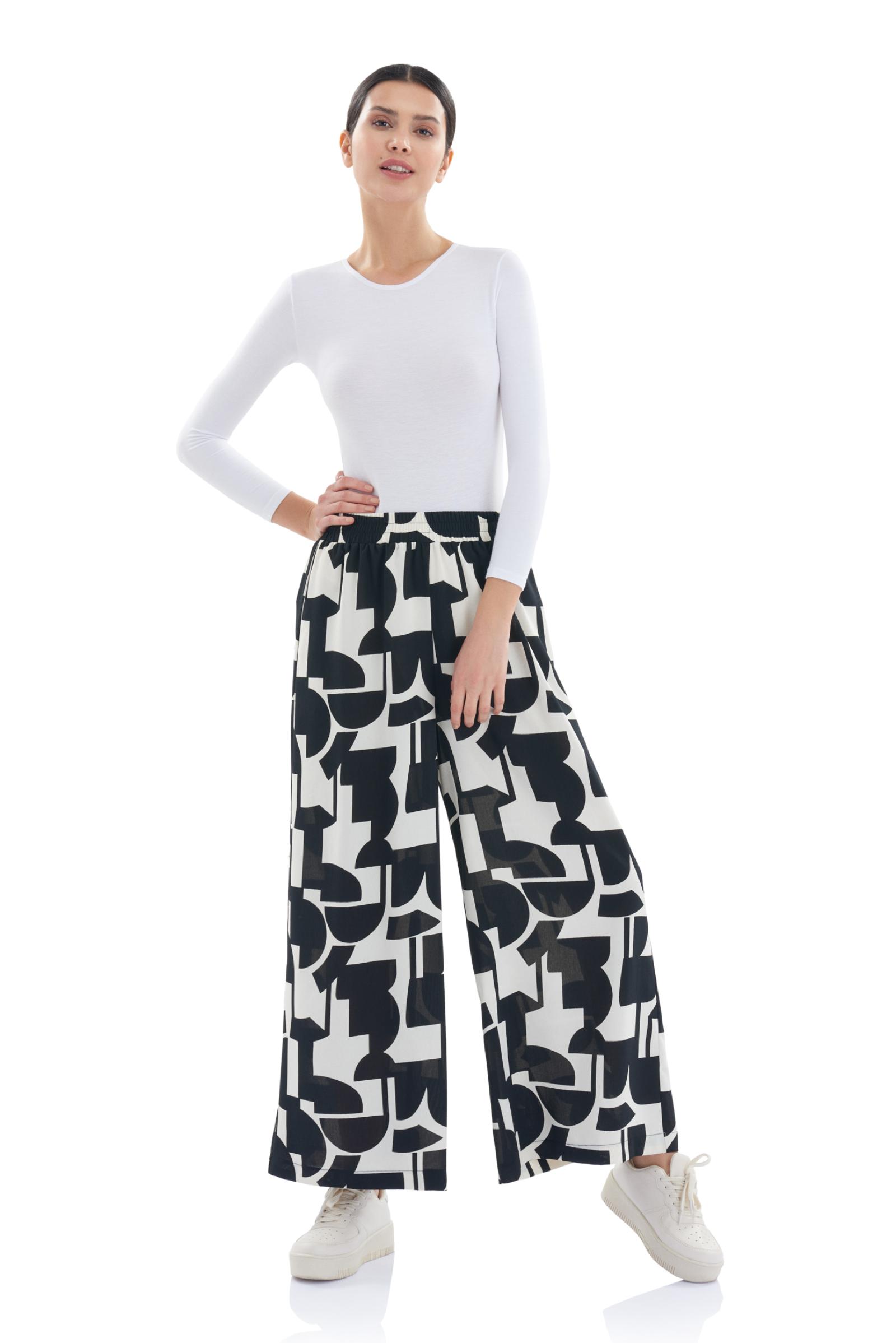 Desenli Bol Paça Pantolon