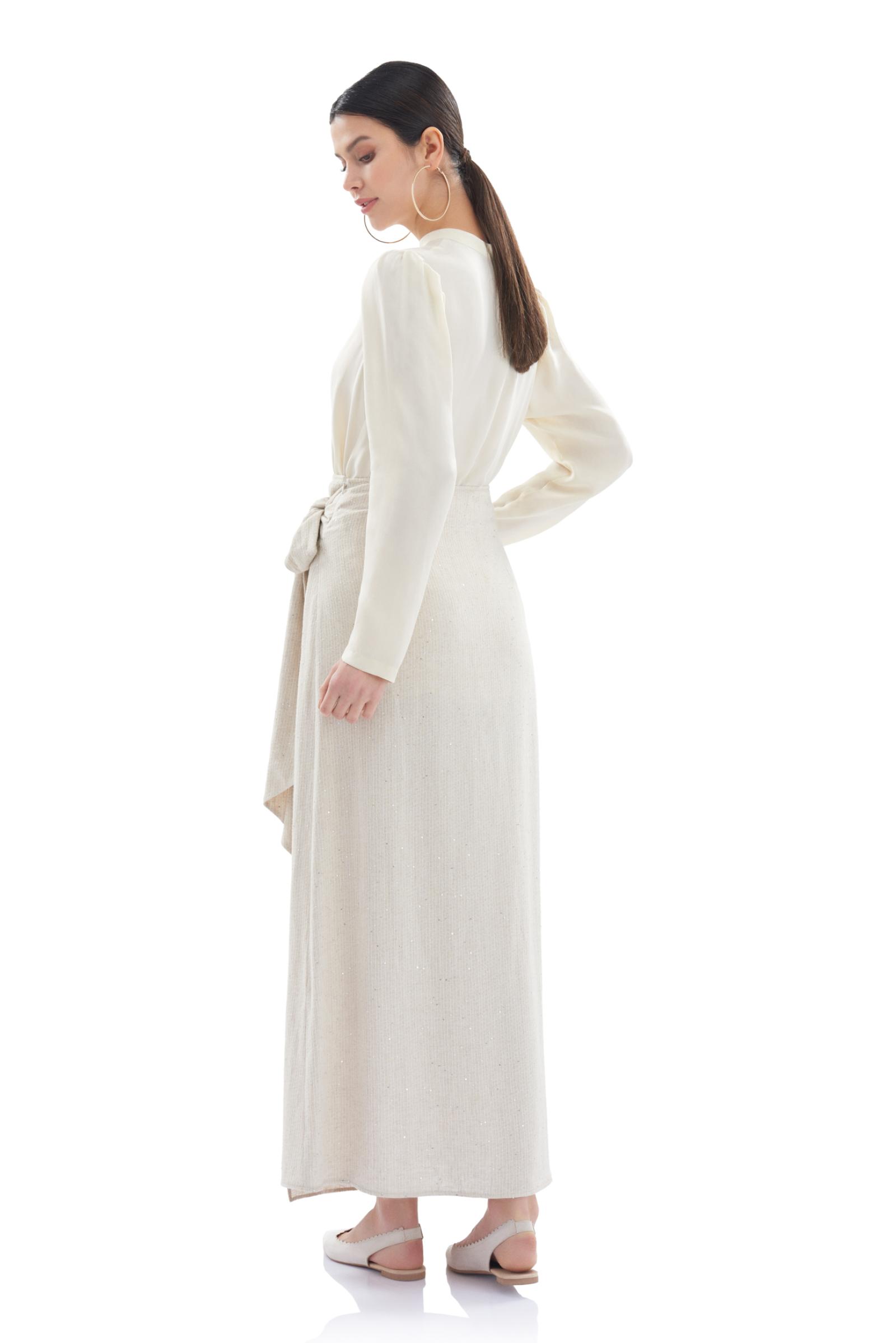 Bağlama Detaylı Pullu Pamuk Elbise