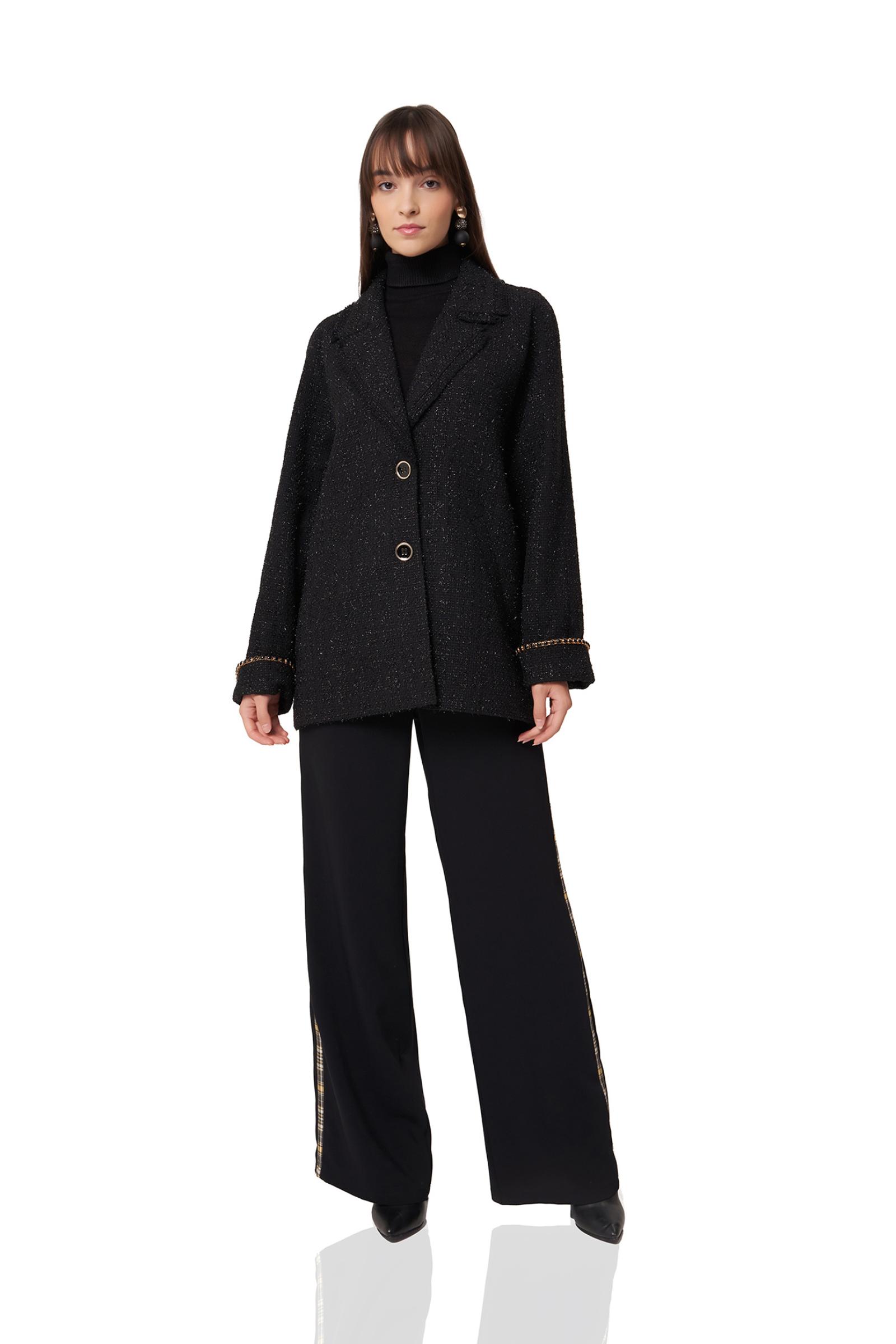 Siyah Simli Kadın Ceket