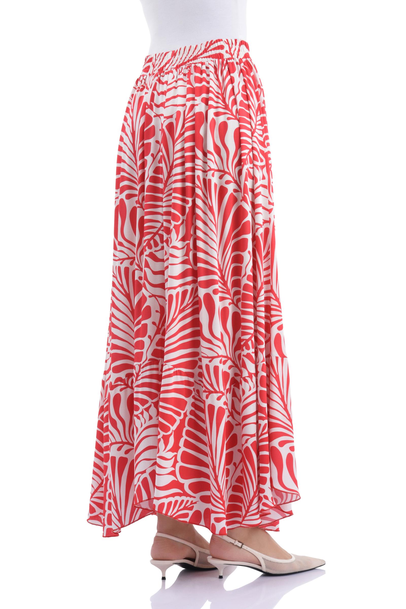 Pembe Desenli Uzun Etek