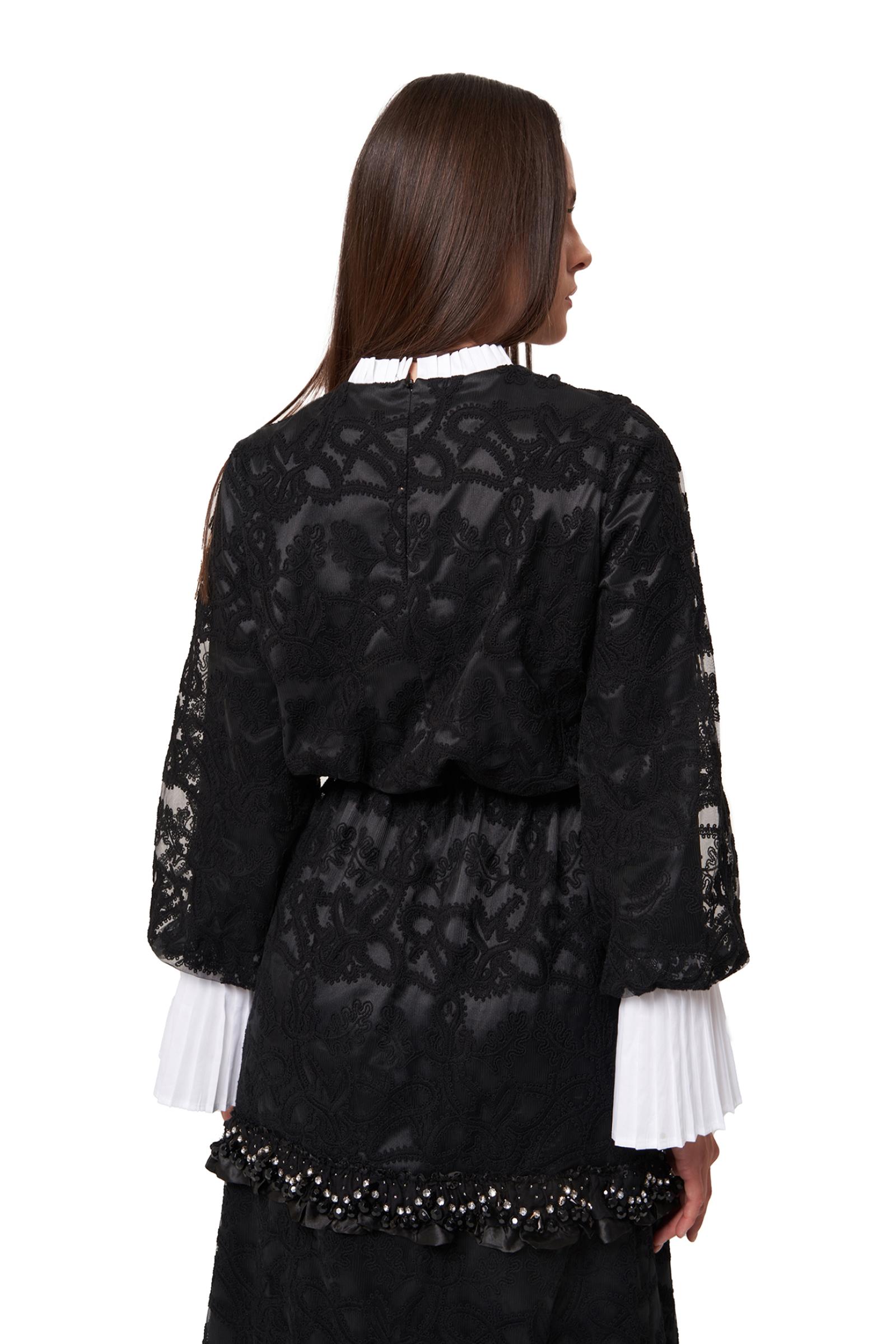 Kol Ucu Detaylı Siyah Dantel Kadın Elbise