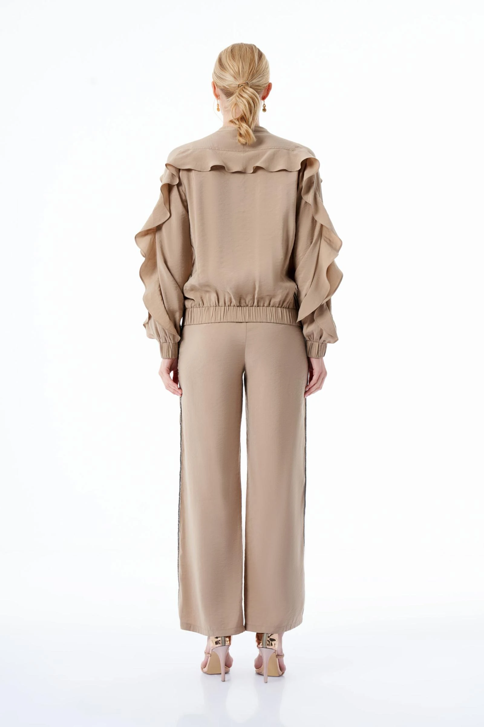 Taşlı Vizon Renk Kadın Pantolon