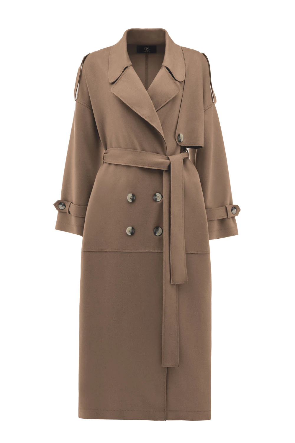 Süet Uzun Kadın Trençkot - TABA