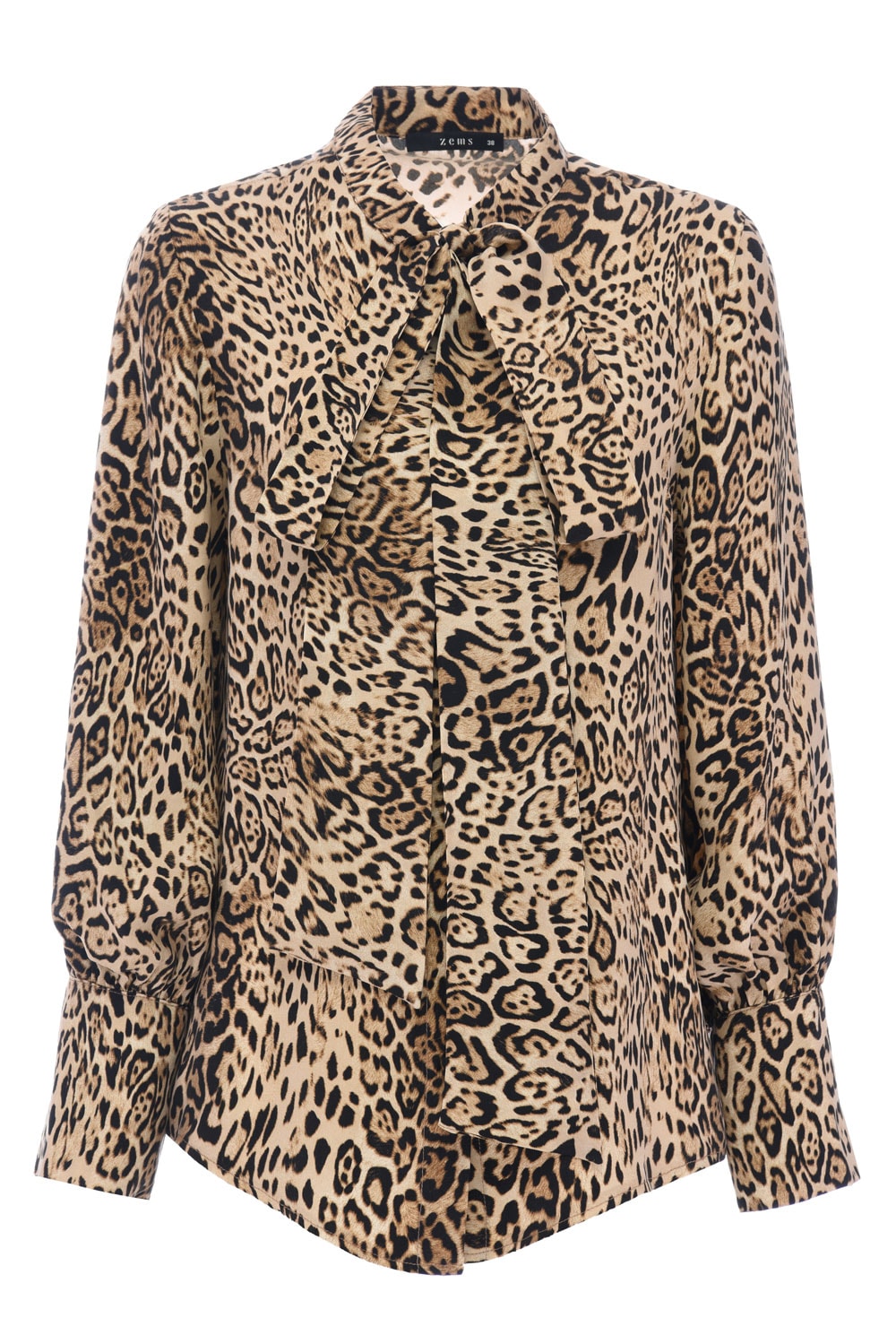 Leopar Desen Bağlamalı Cupro Gömlek