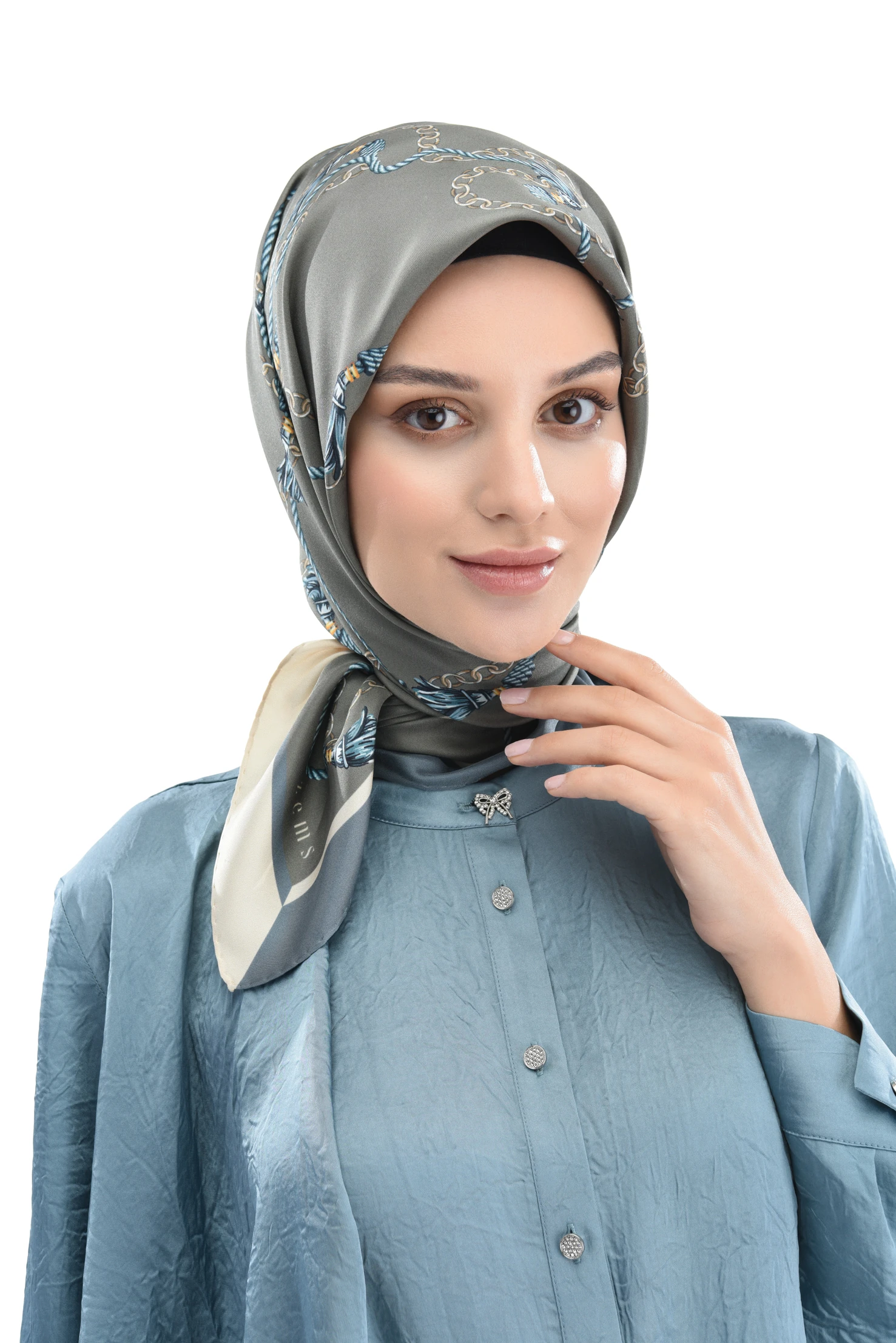 Zems Zincir Desen Twill İpek Eşarp